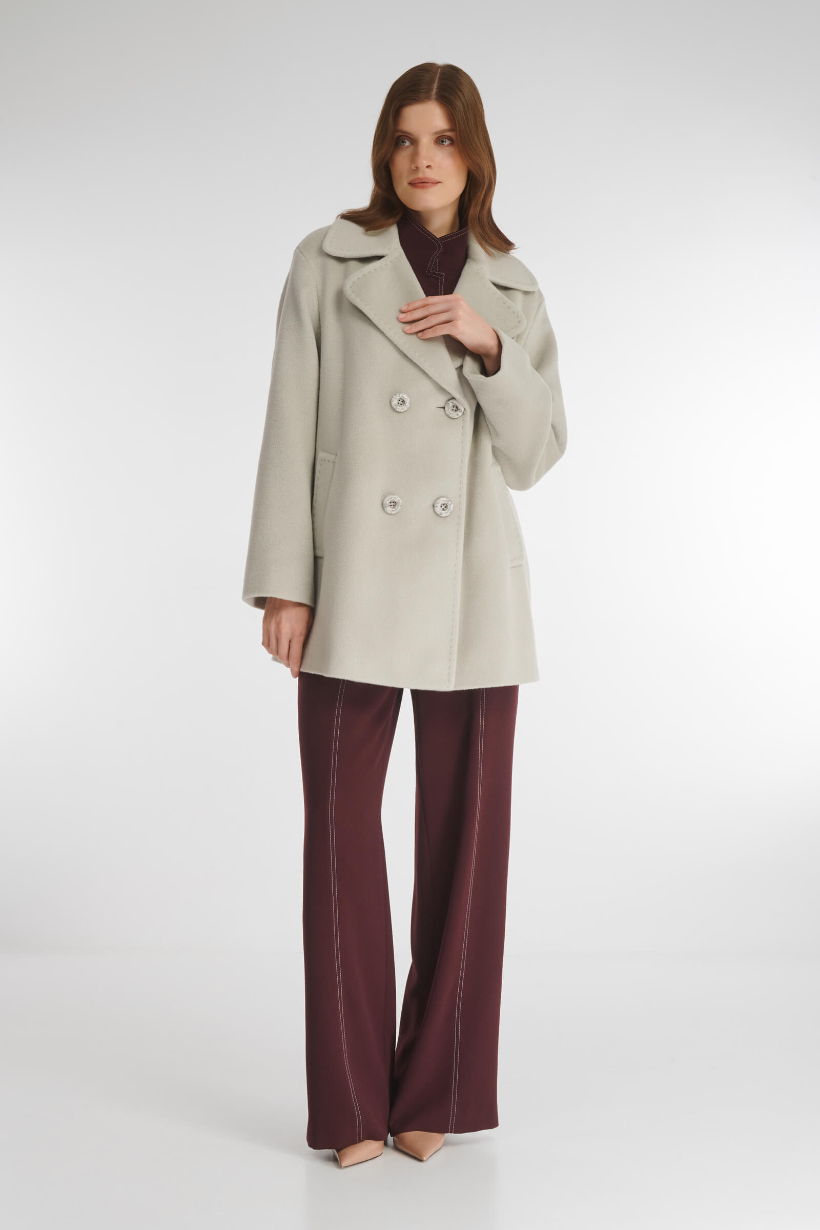 Пальто из шерсти и шелка Бренд Caterina Leman