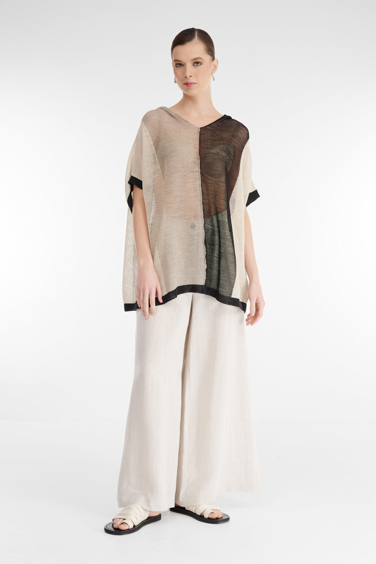 Удлиненный пуловер с капюшоном Бренд Sarah Pacini