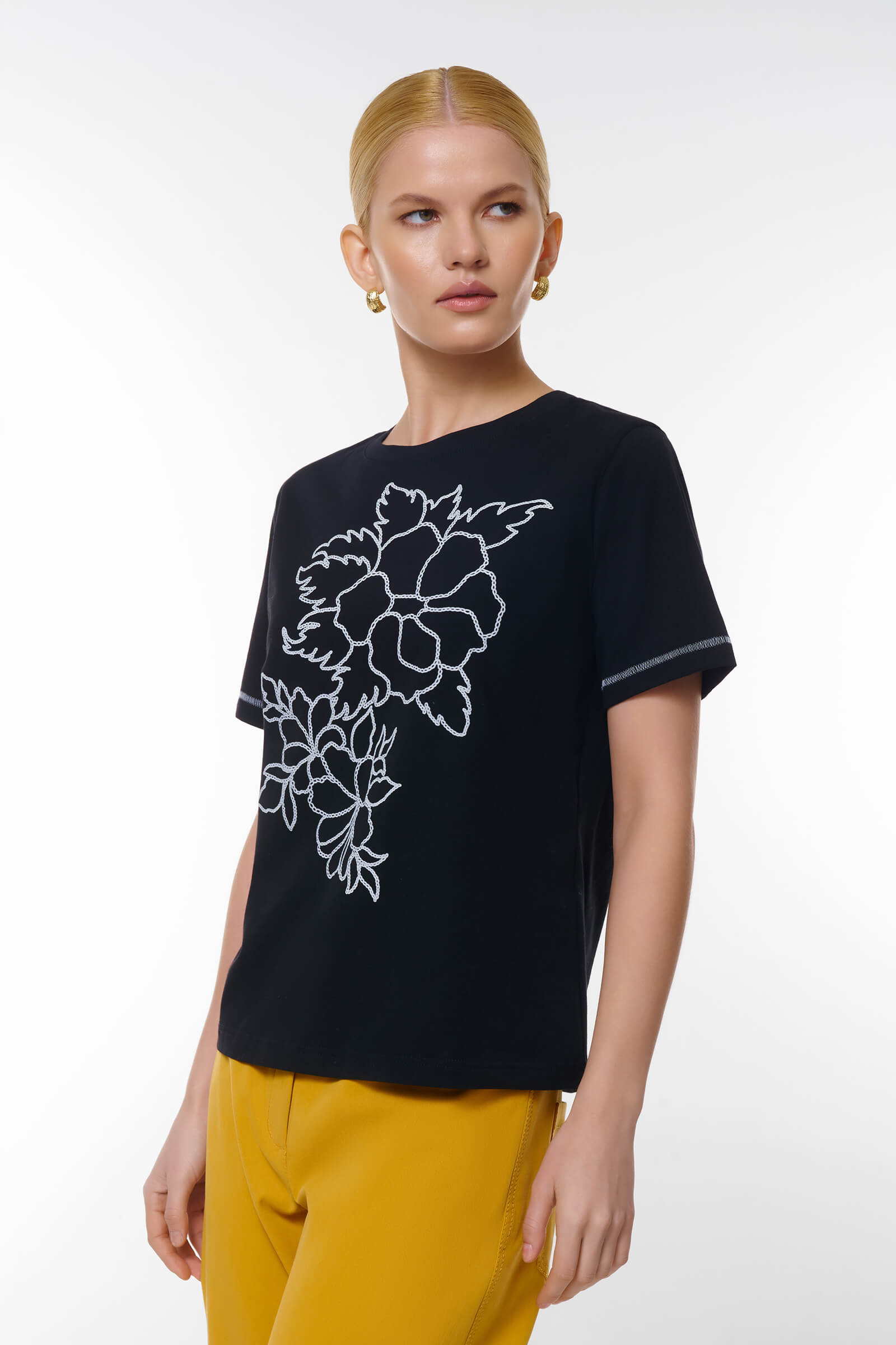 Футболка с цветочной вышивкой Бренд Caterina Leman