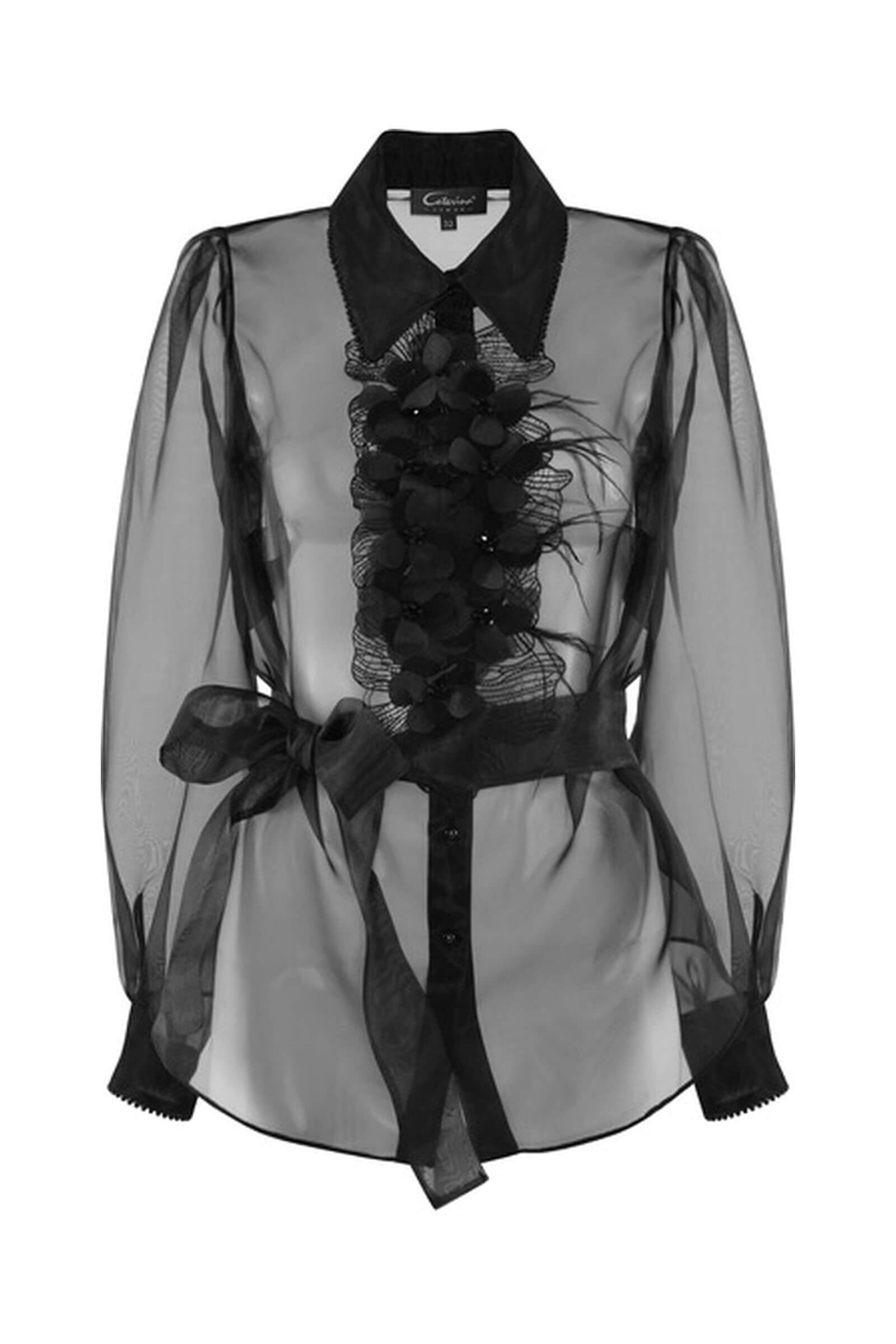 Прозрачная рубашка с объемным декором Бренд Caterina Leman