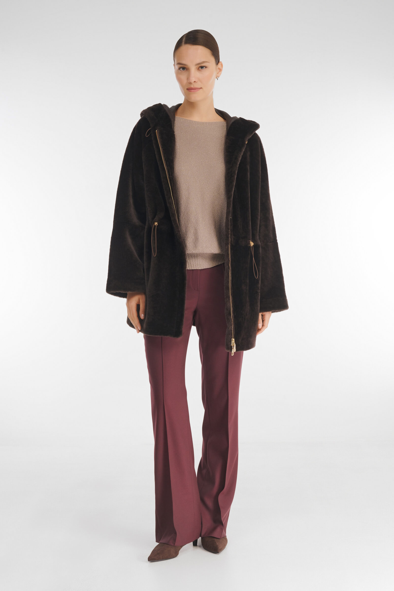 Удлиненная дубленка из натурального меха Бренд Caterina Leman