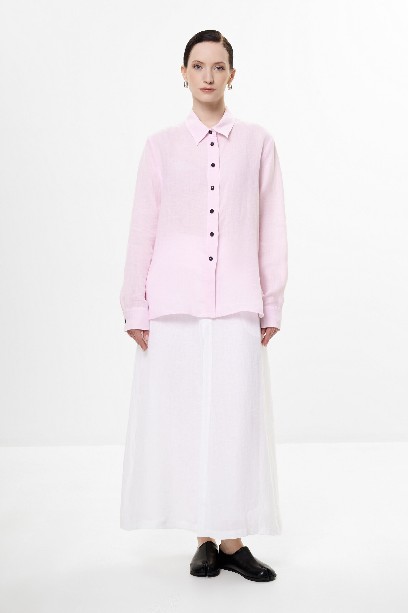 Льняная рубашка на пуговицах Бренд Sarah Pacini