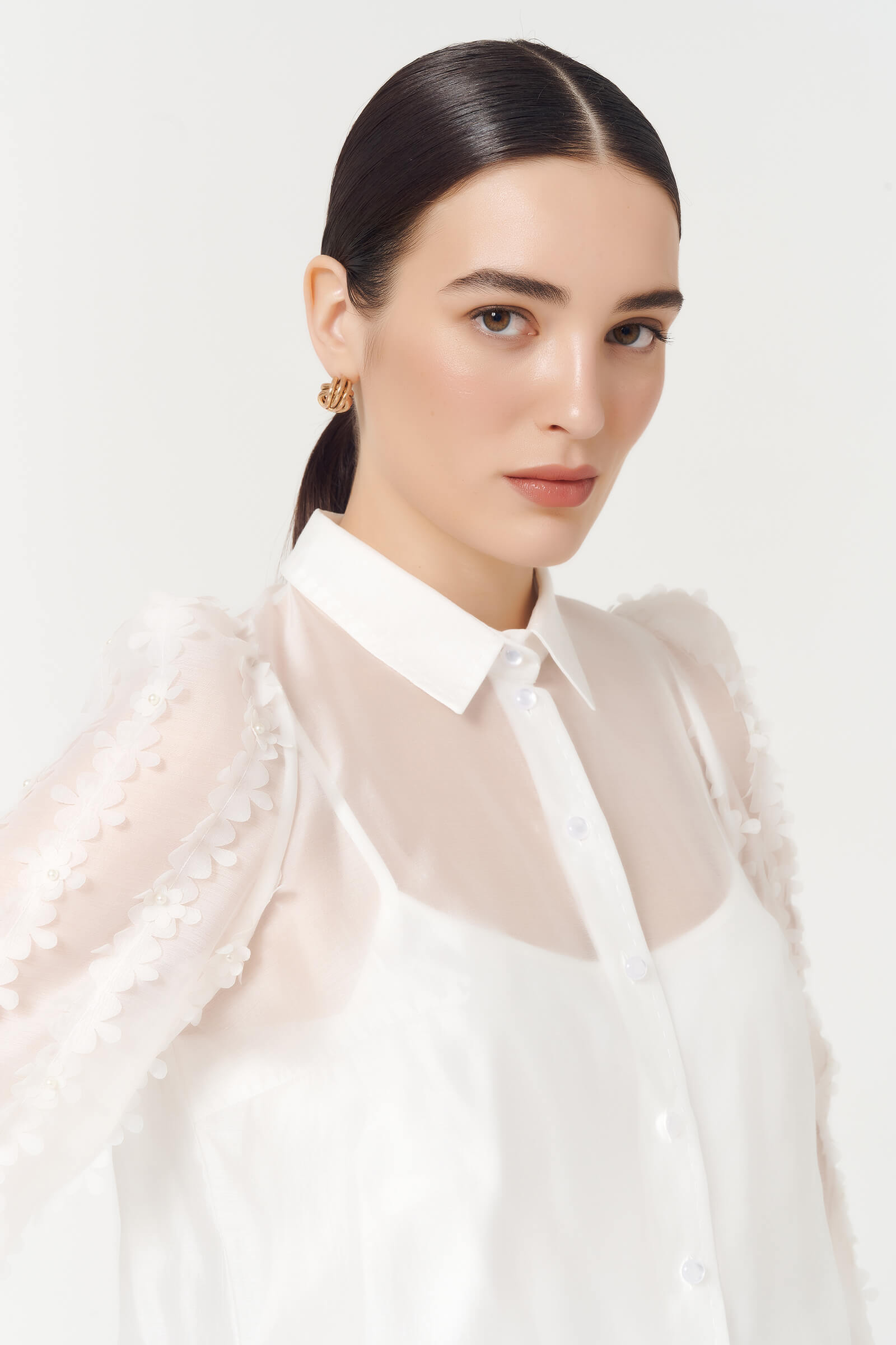 Полупрозрачная рубашка с апликацией Бренд Caterina Leman