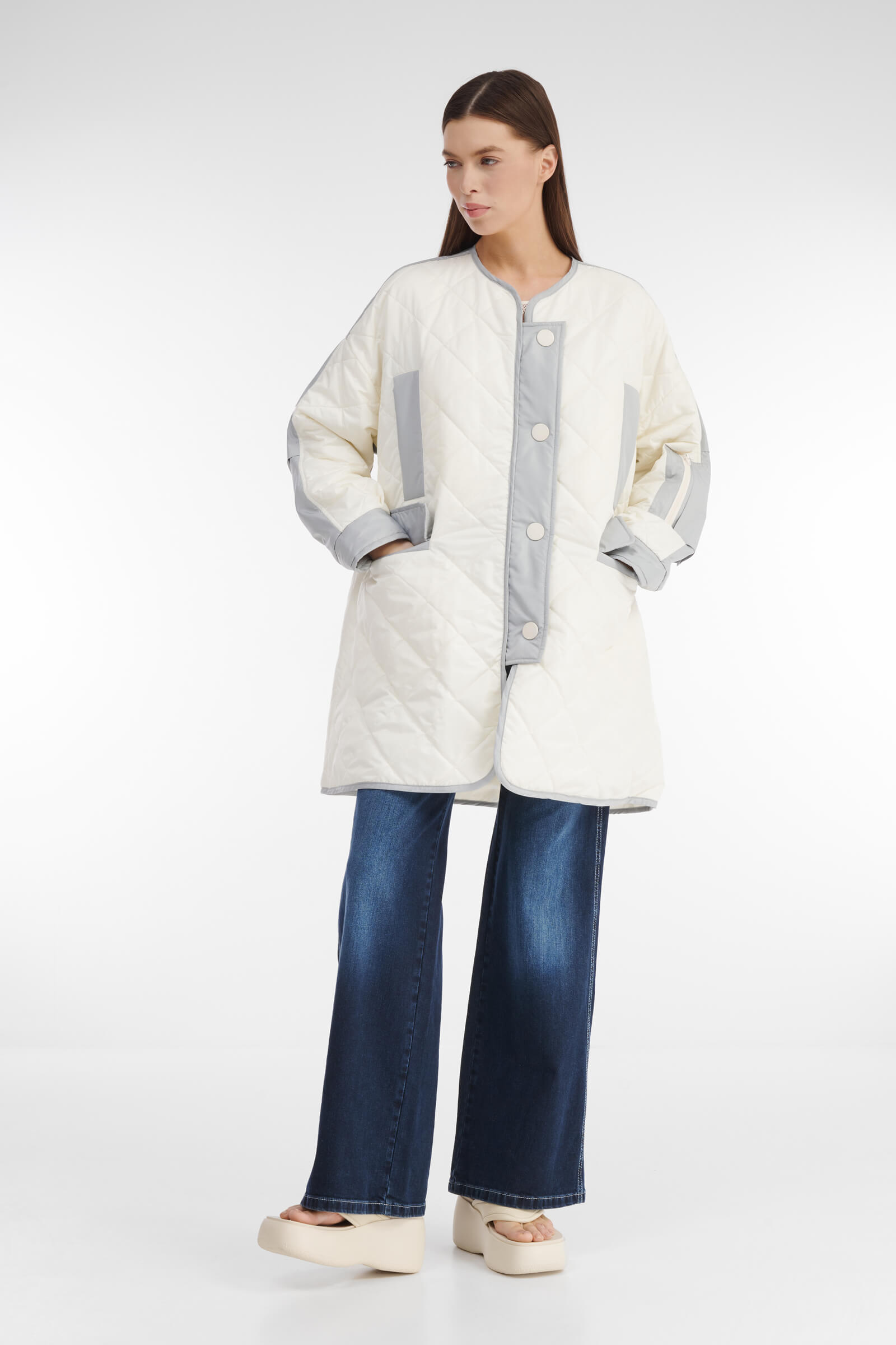 Стеганое пальто на заклепках Бренд Caterina Leman