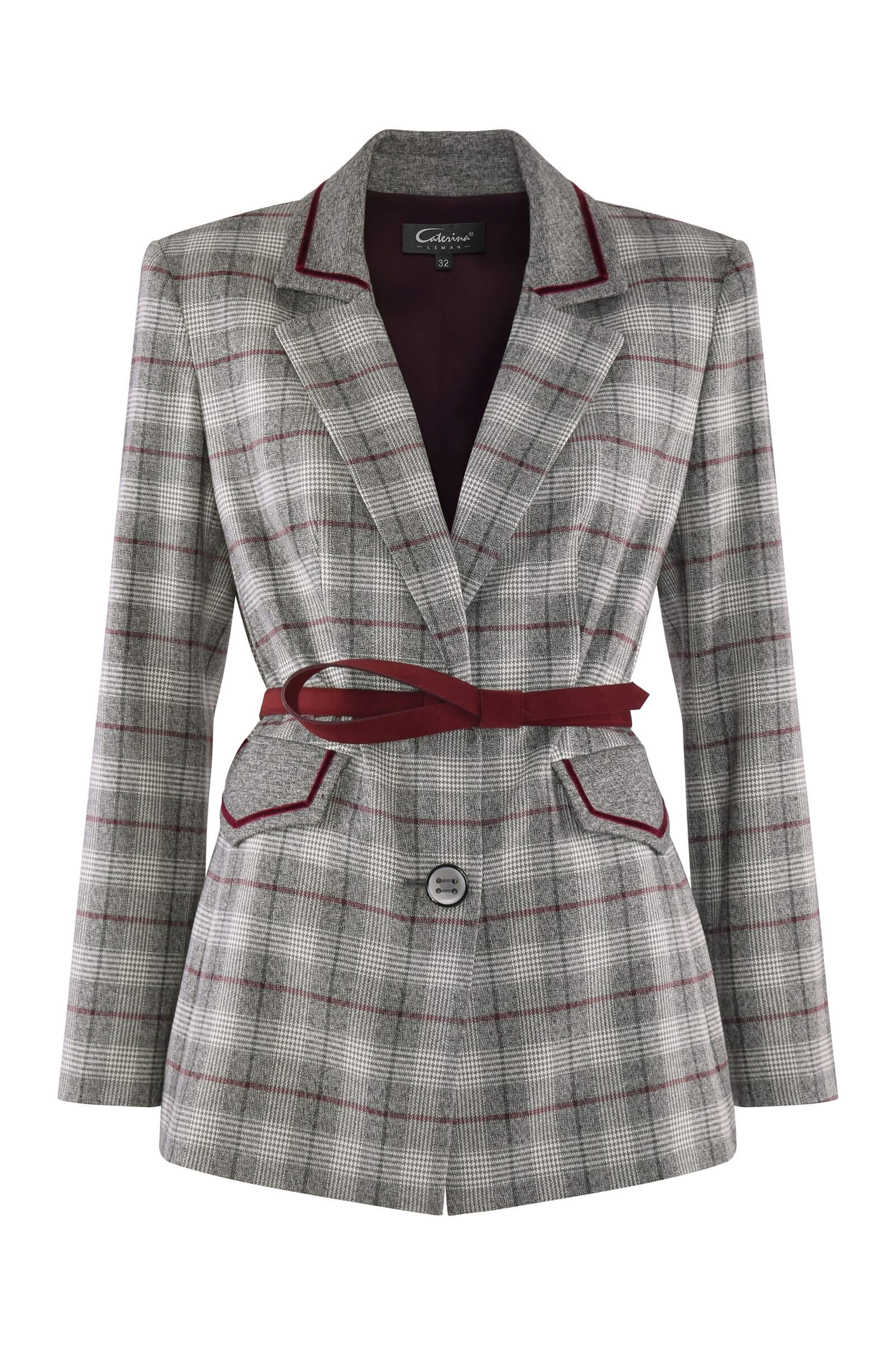 Однобортный пиджак в клетку Бренд Caterina Leman