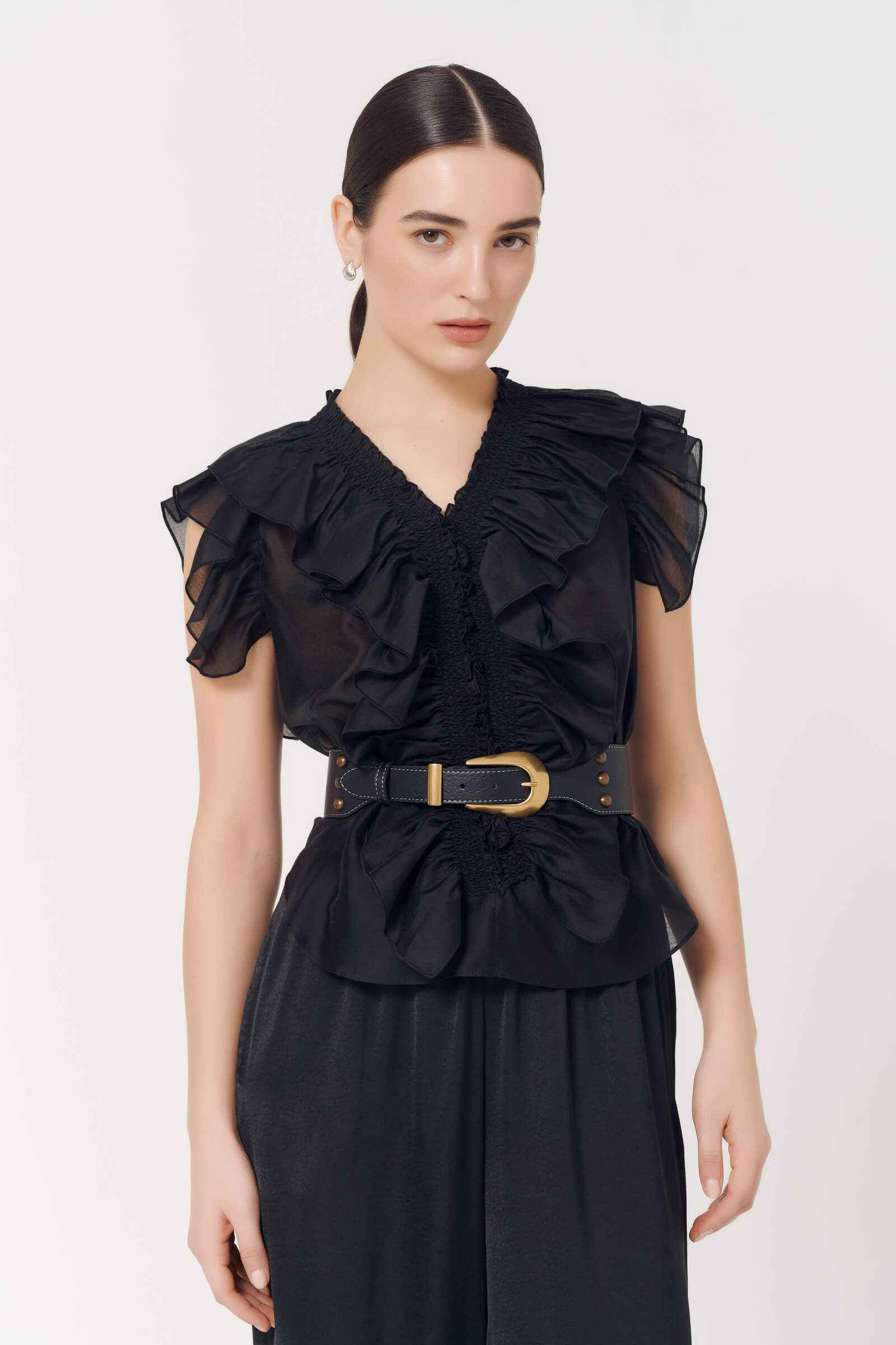 Топ с воланами и ремнем Бренд Caterina Leman