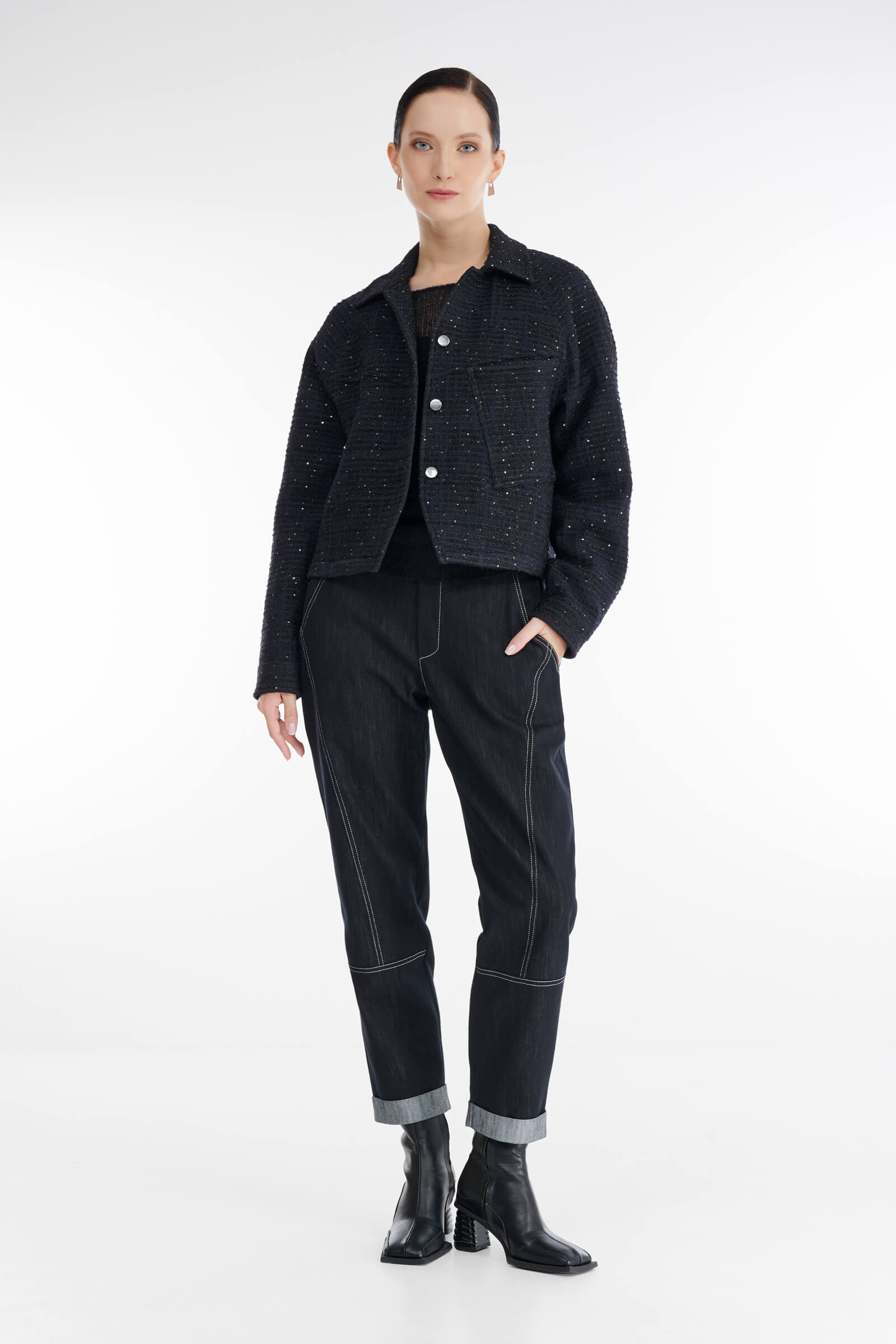 Трикотажный жакет с пайетками Бренд Sarah Pacini