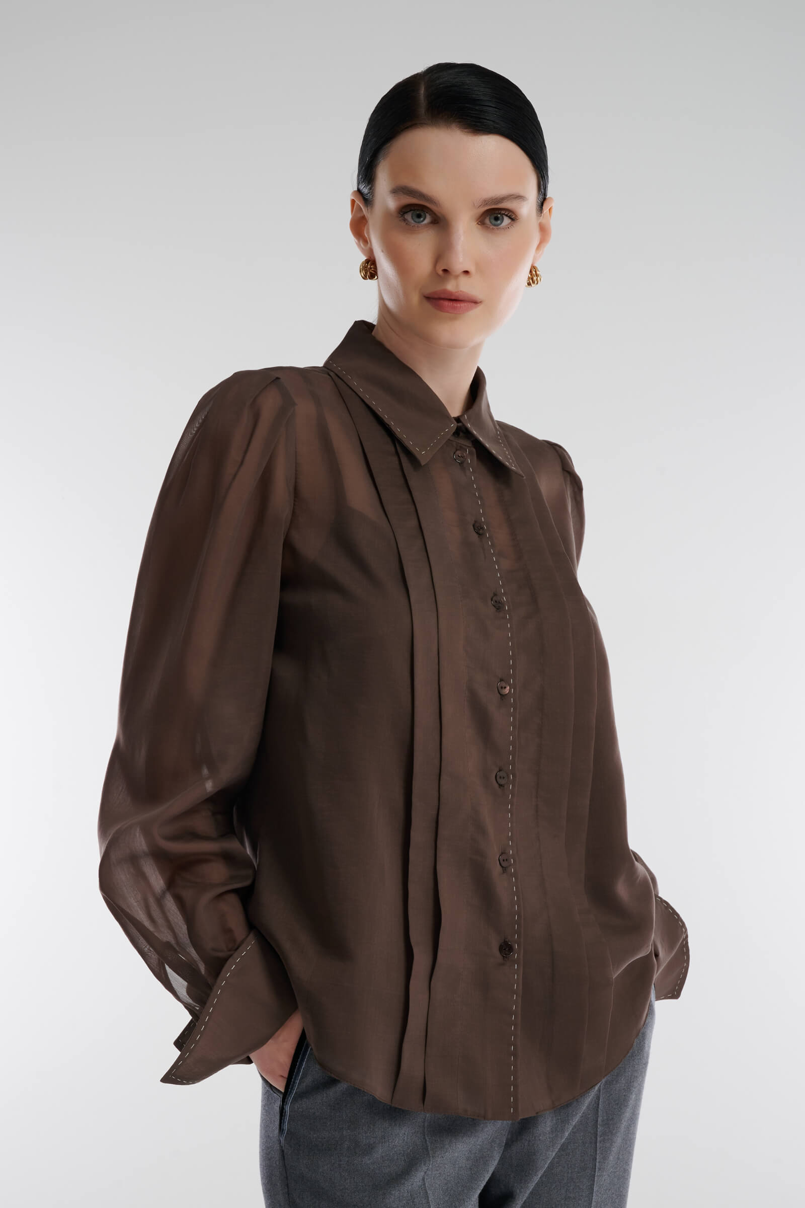 Полупрозрачная рубашка из вискозы Бренд Caterina Leman