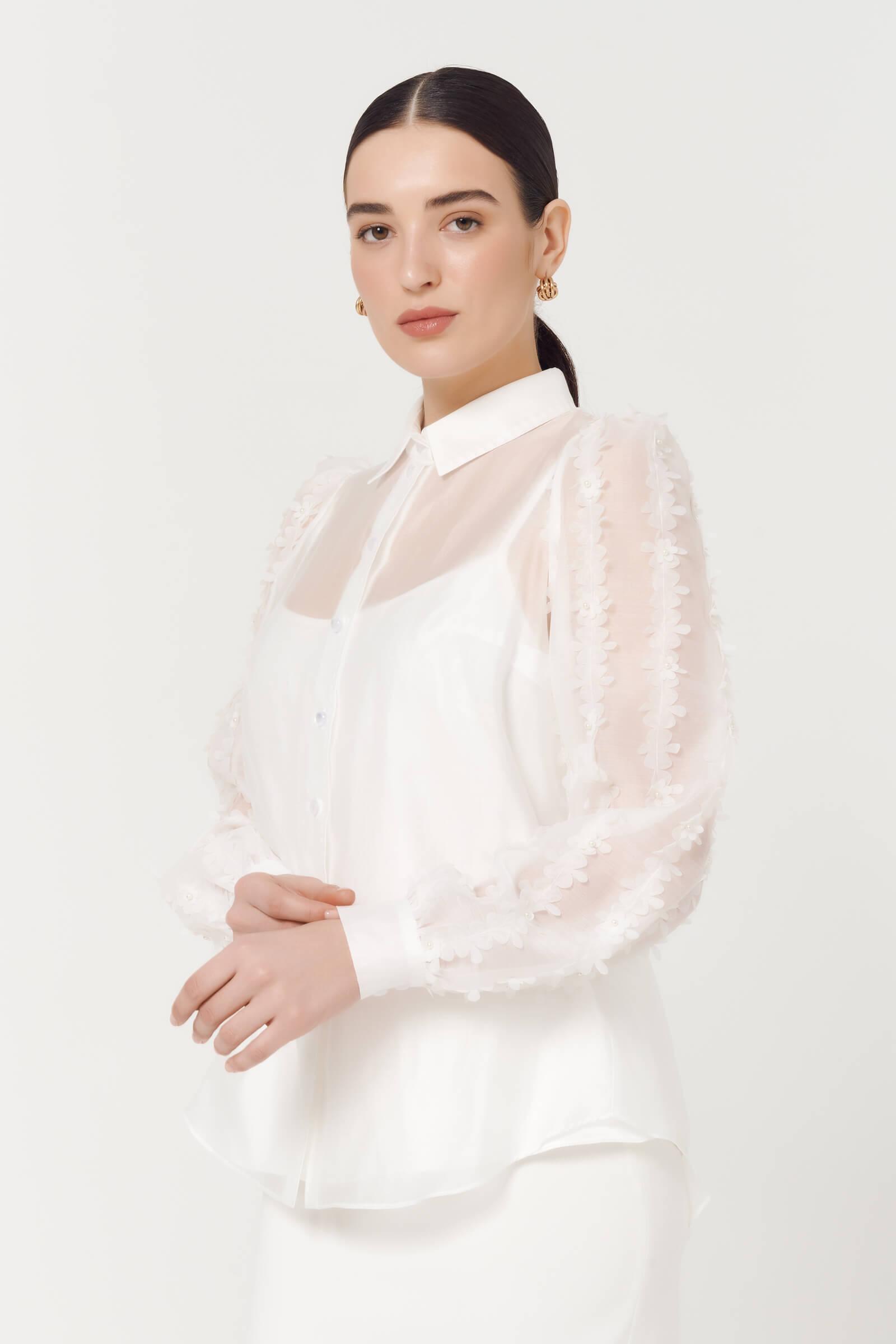 Полупрозрачная рубашка с апликацией Бренд Caterina Leman