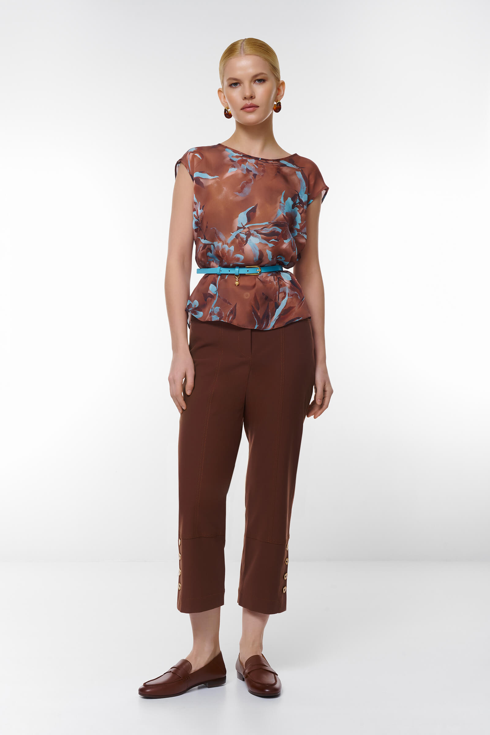 Топ с цветочным принтом и поясом Бренд Caterina Leman