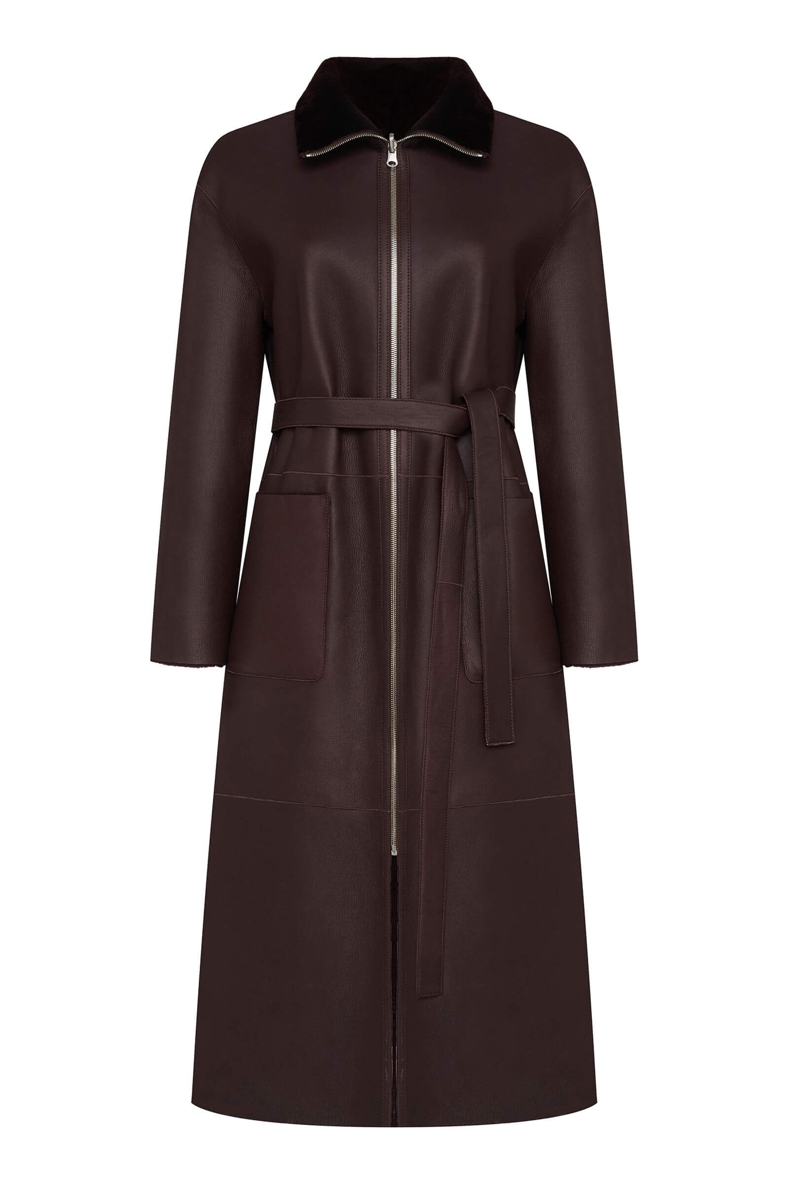 Двусторонняя дубленка с воротником-воронкой Бренд Caterina Leman