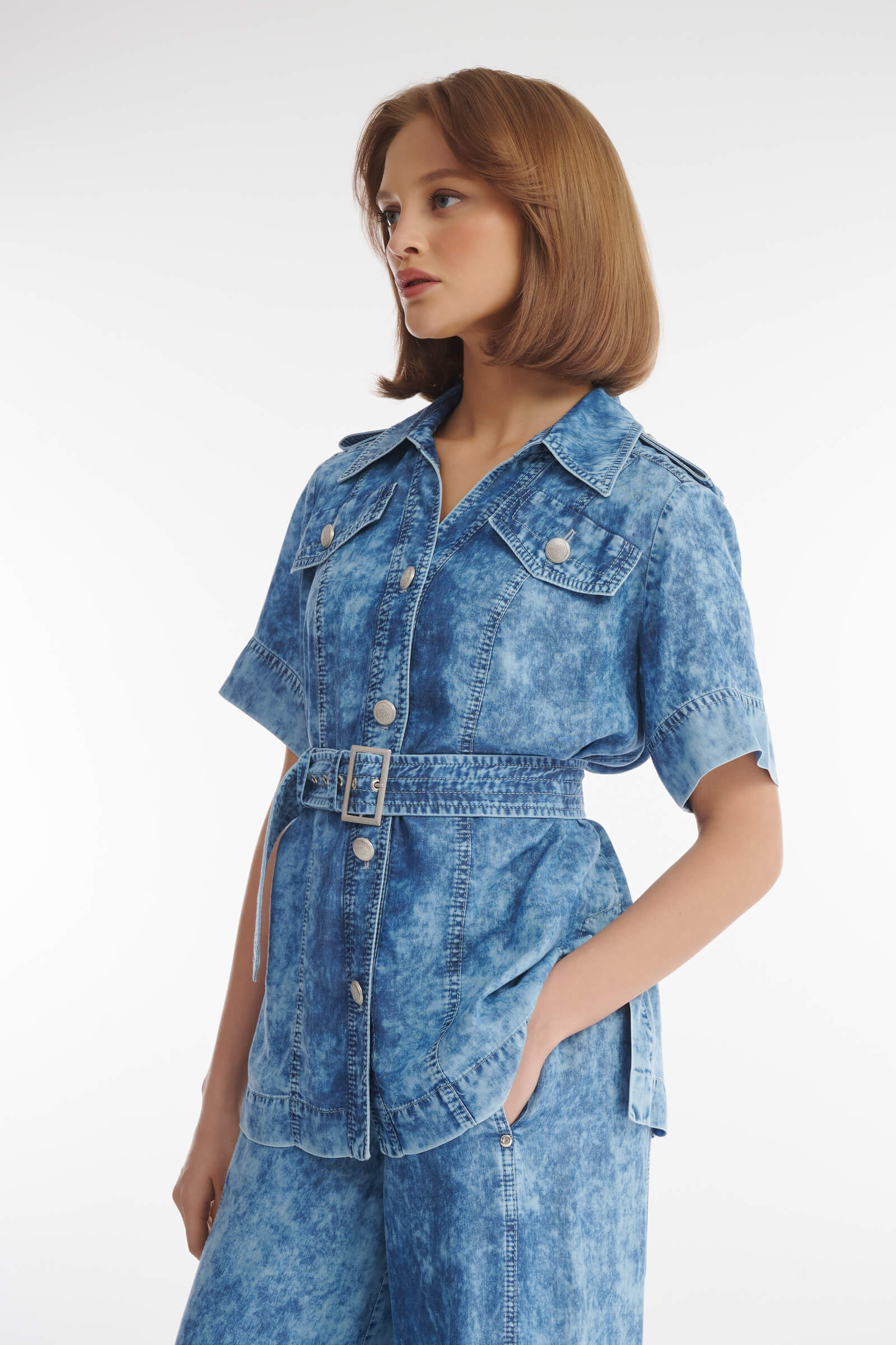 Рубашка сафари с принтом тай-дай Бренд Caterina Leman