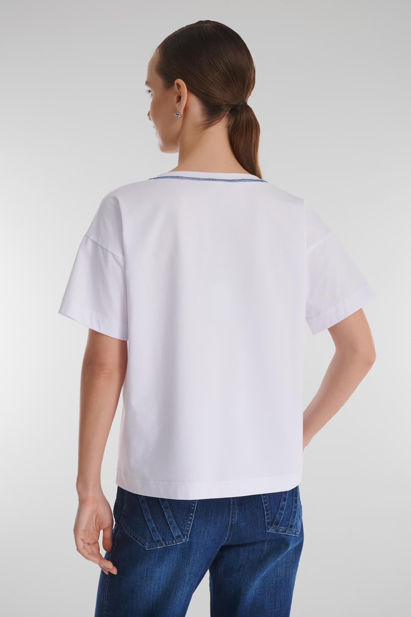 Хлопковая футболка со спущенной линией плеча Бренд Caterina Leman