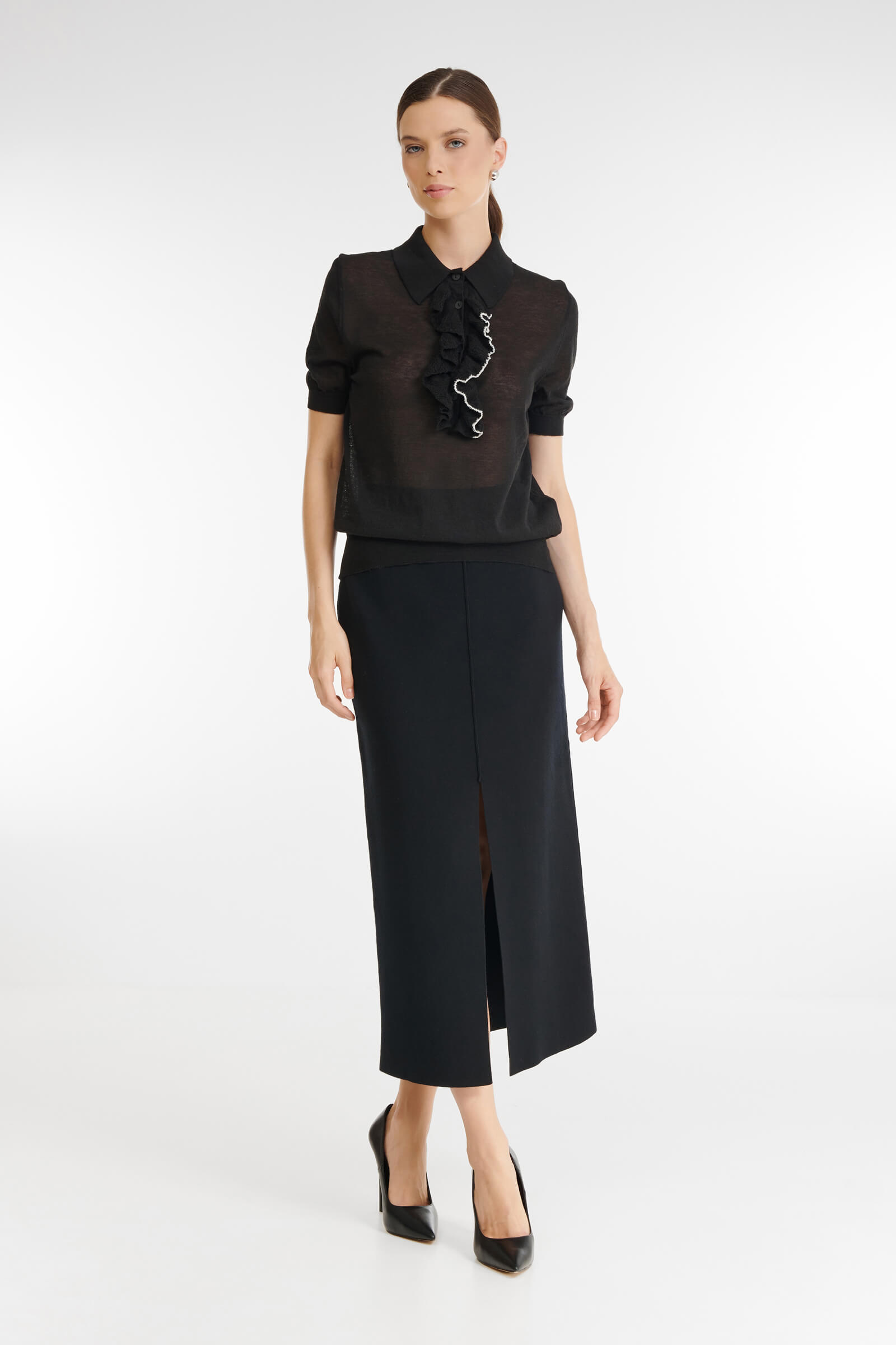 Джемпер-поло с драпировками Бренд Sarah Pacini