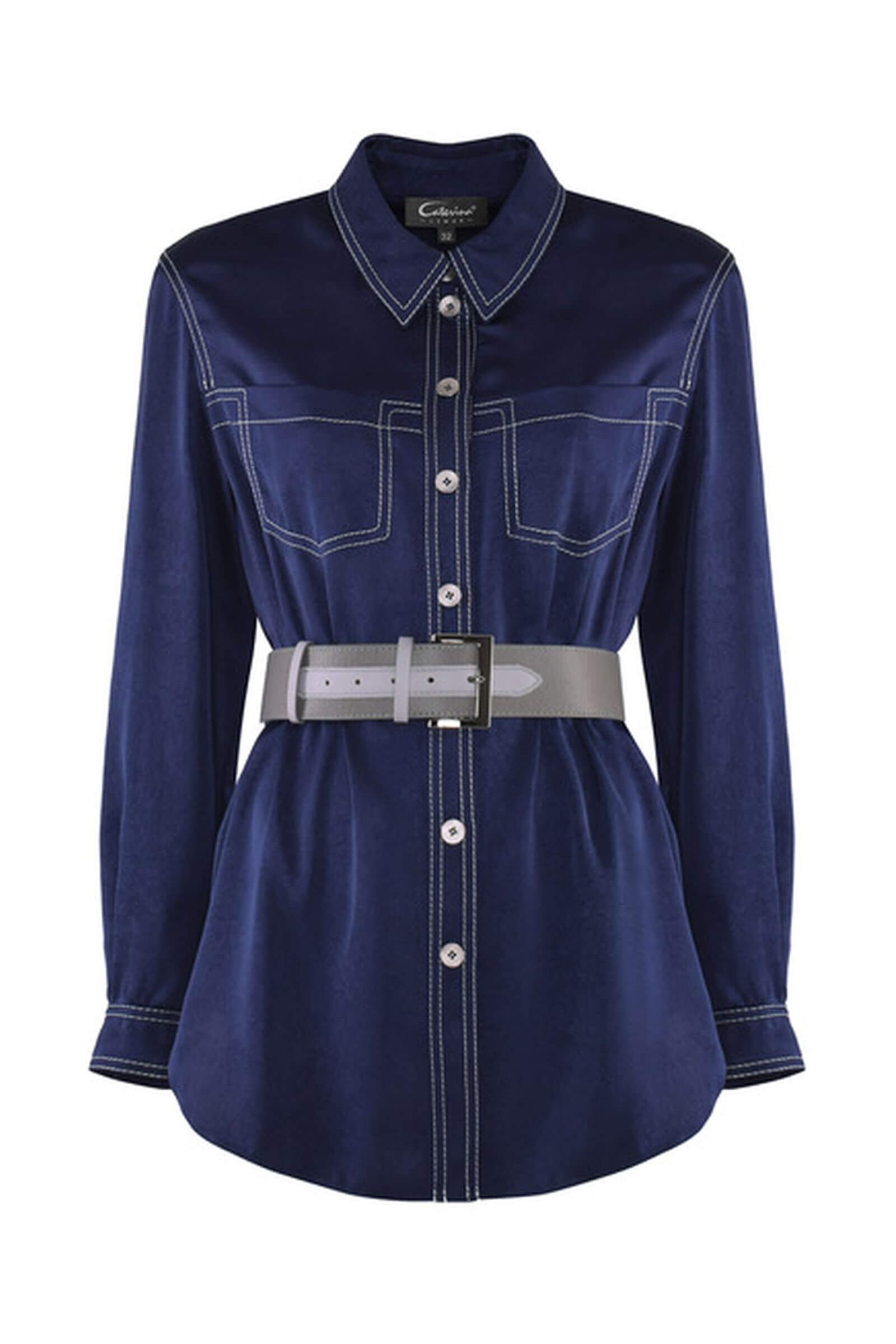 Рубашка из поливискозы с декоративной строчкой Бренд Caterina Leman