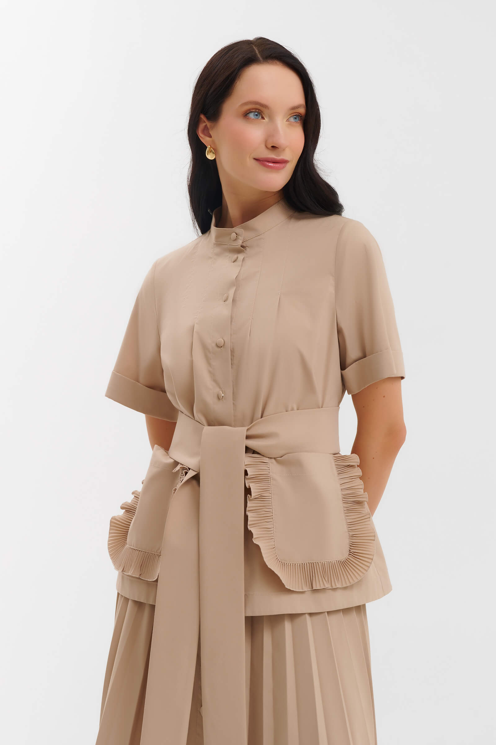 Блузка с поясом и оборками Бренд Milva Mi