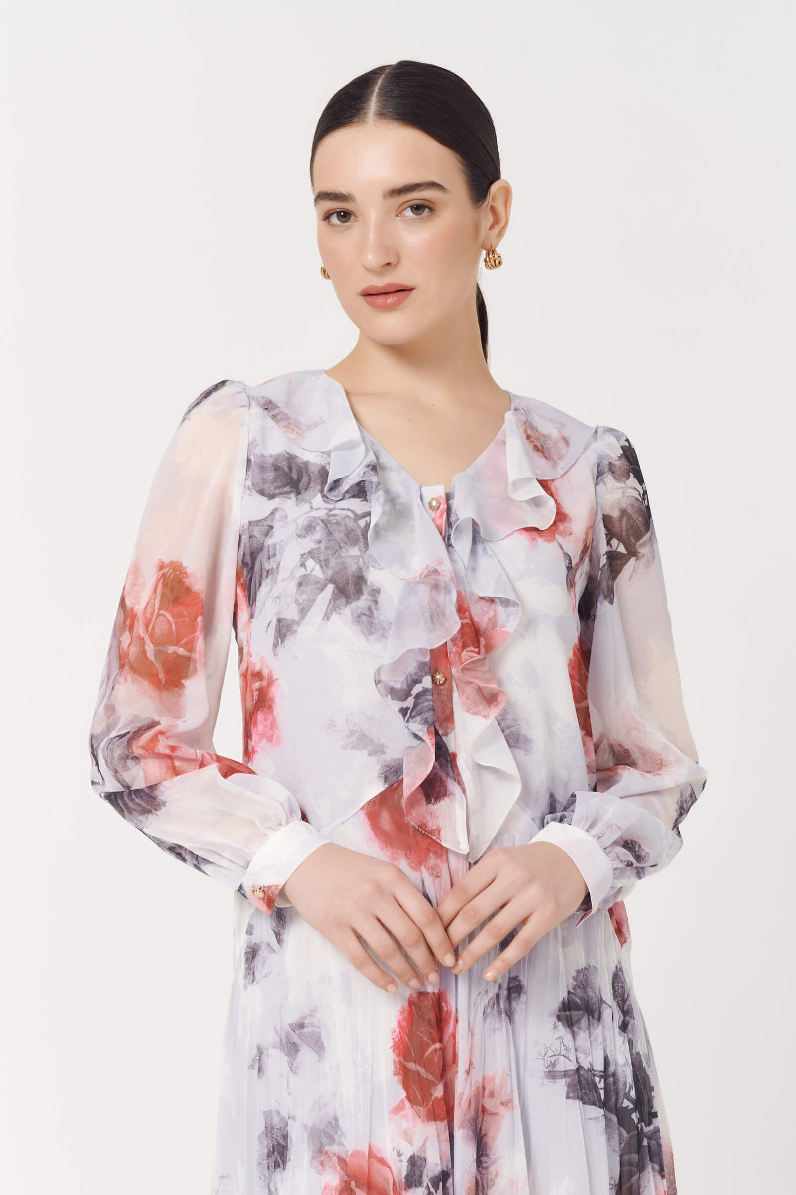 Платье с воланами и цветочным принтом Бренд Caterina Leman