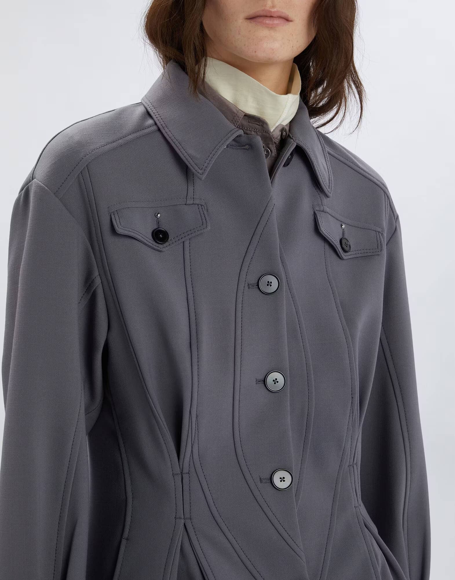 Приталенный жакет из эластичного шерстяного трикотажа Бренд High