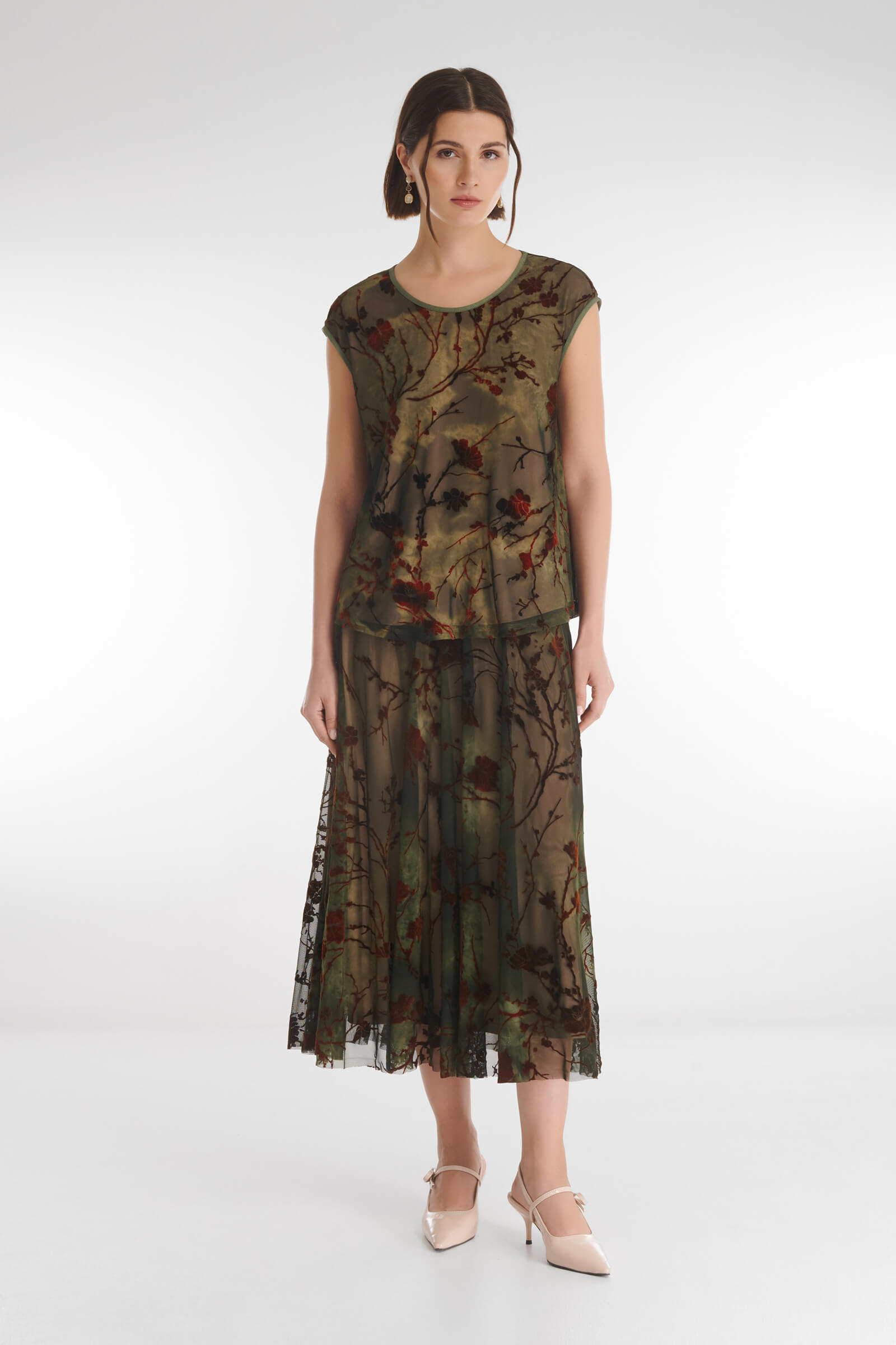 Расклешенная юбка с бархатным цветочным узором Бренд Caterina Leman