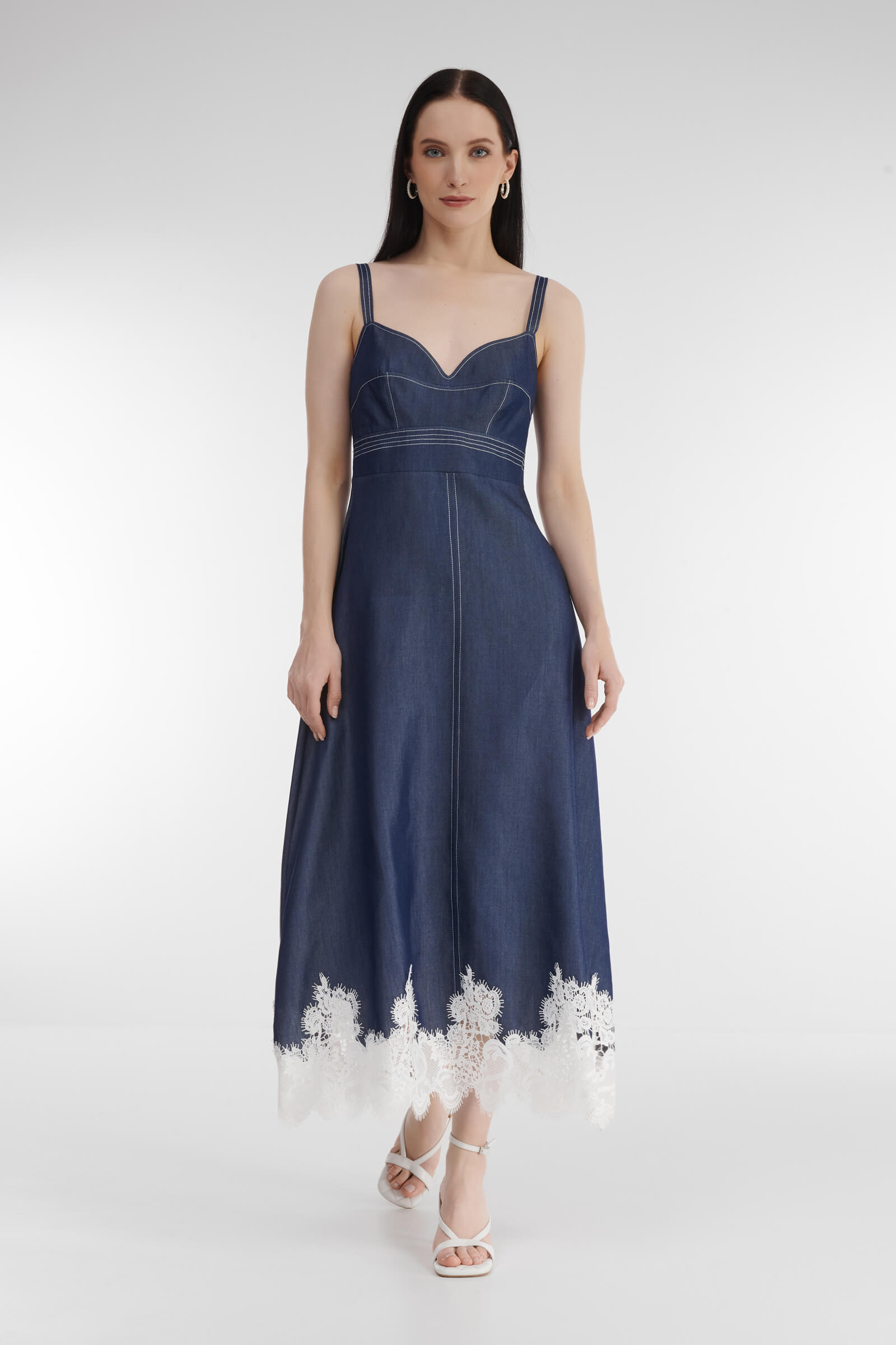 Джинсовый сарафан с кружевной отделкой Бренд Milva Mi