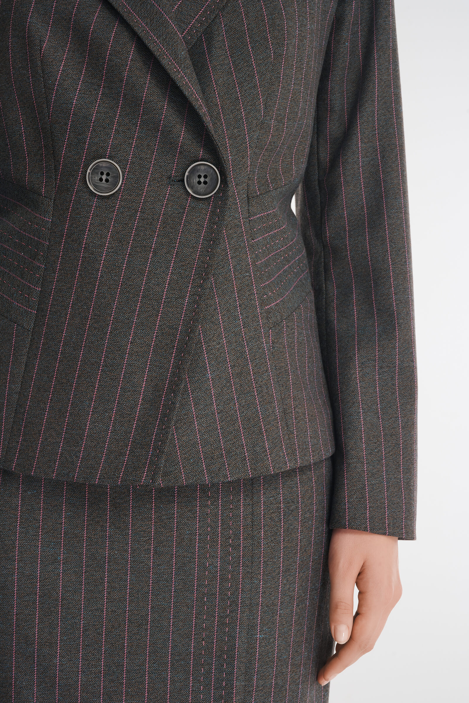 Двубортный пиджак в полоску Бренд Caterina Leman