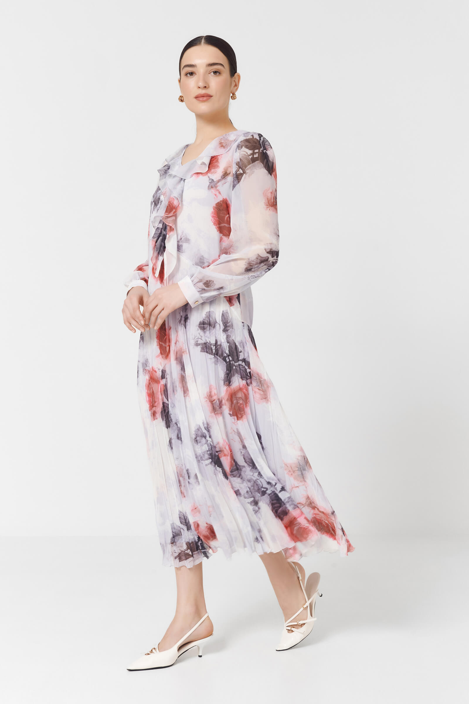 Платье с воланами и цветочным принтом Бренд Caterina Leman