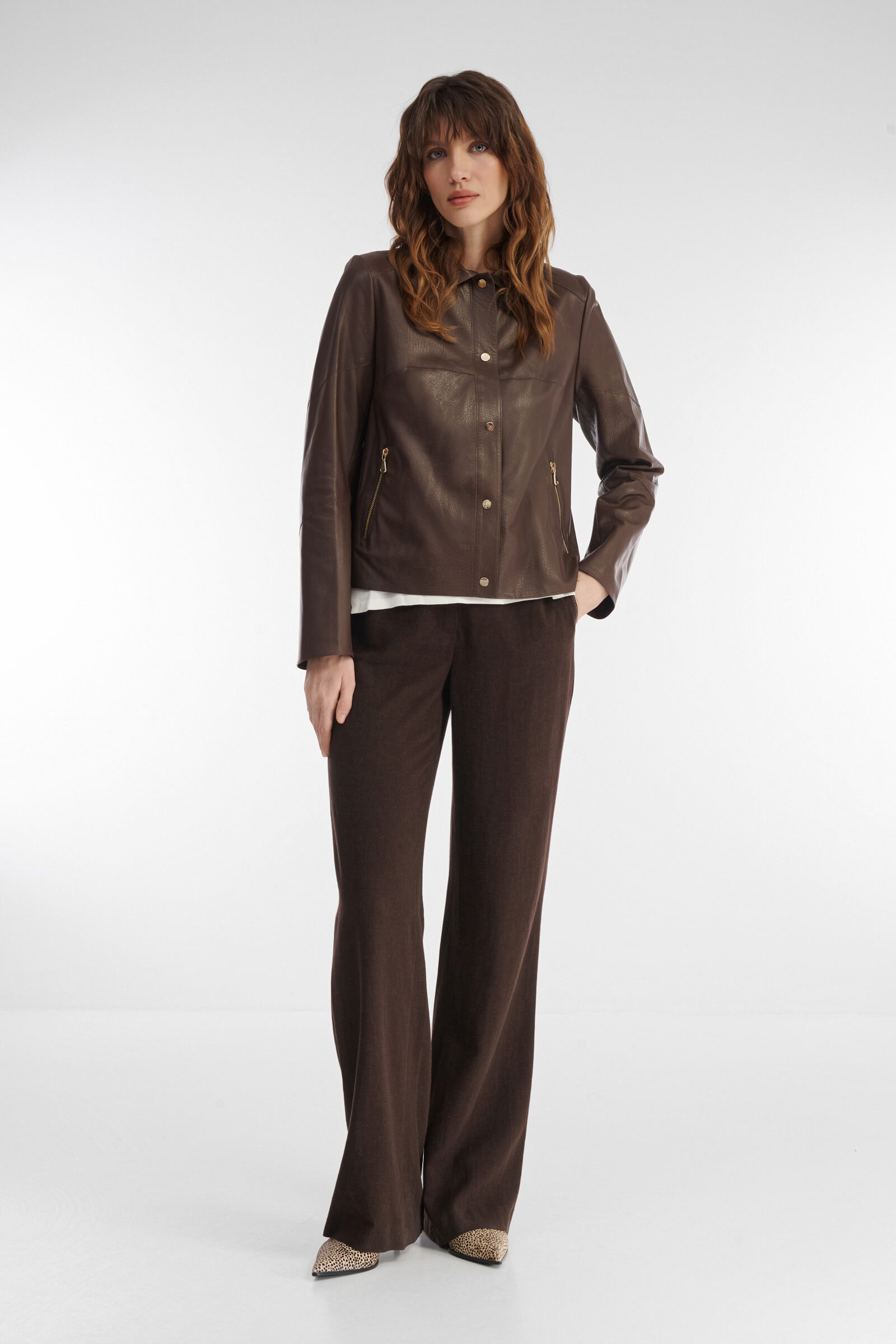 Укороченная куртка из натуральной кожи Бренд Caterina Leman