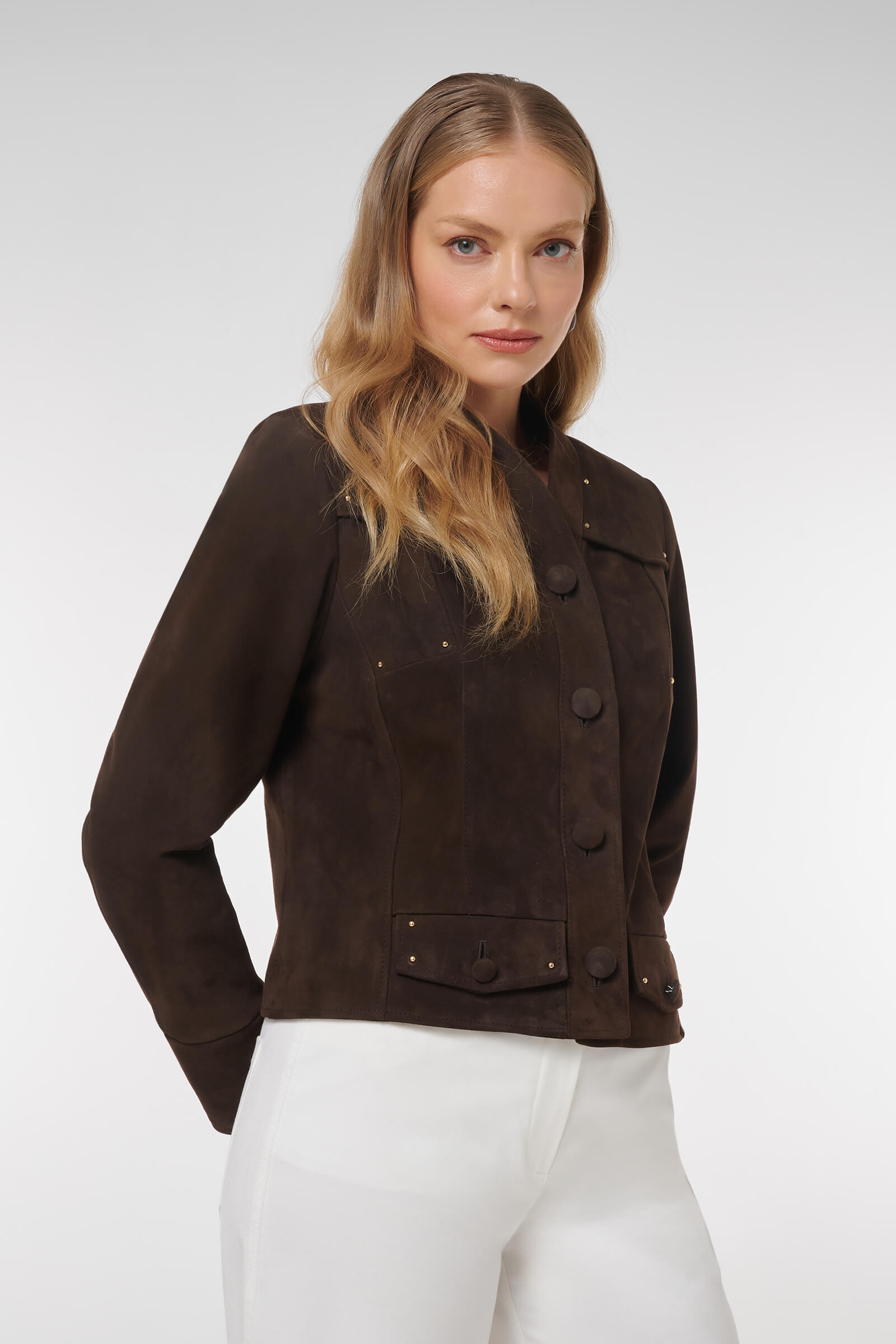 Укороченная куртка из замши Бренд Caterina Leman