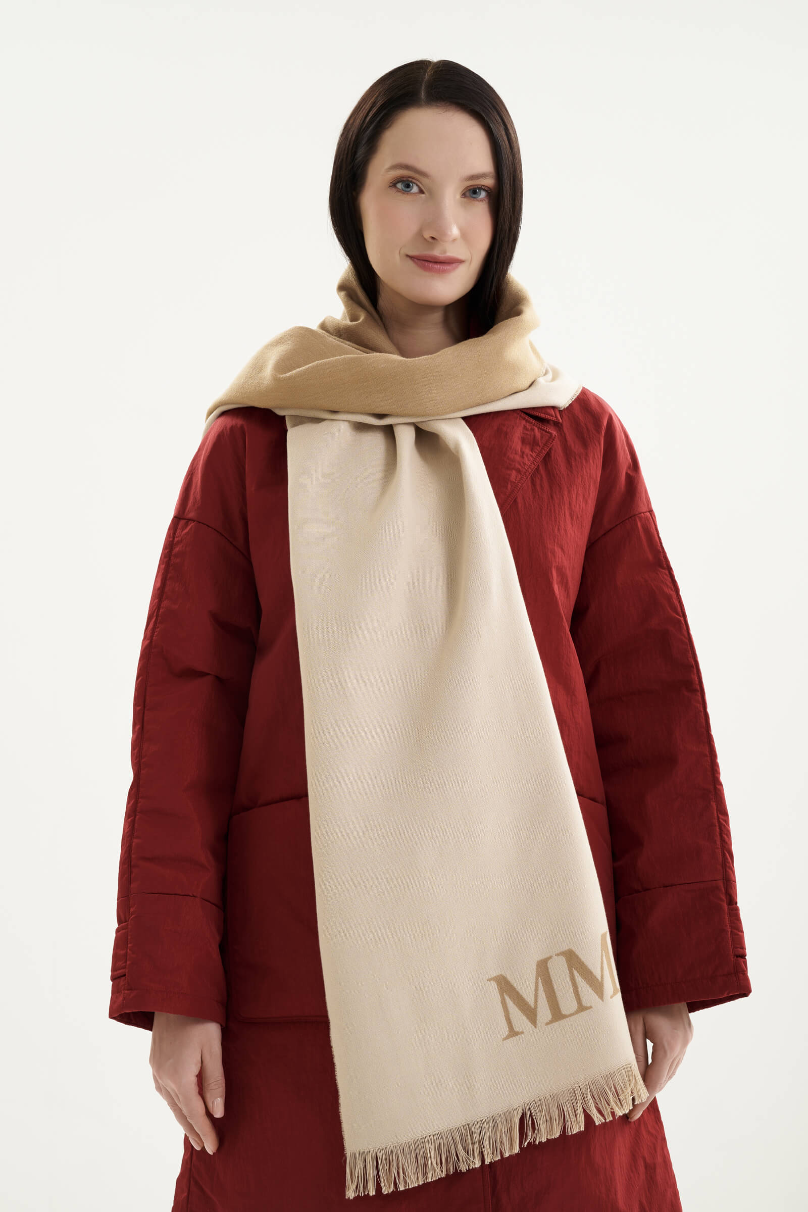 Палантин из хлопка и шерсти Бренд MM