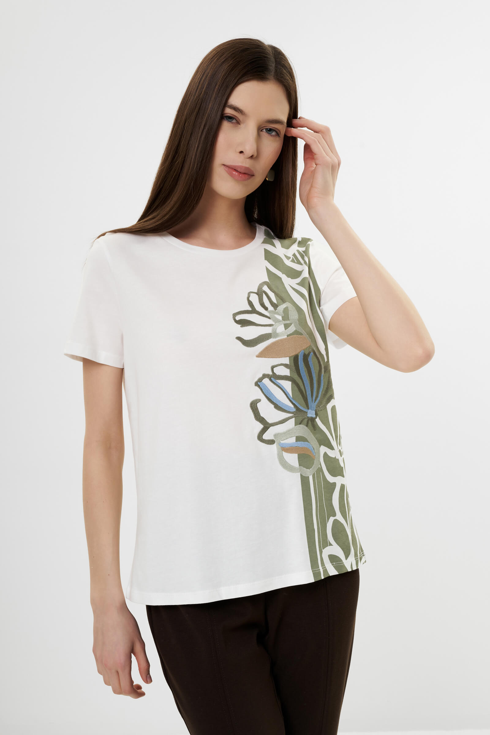 Хлопковая футболка с принтом Бренд Diana Gallesi