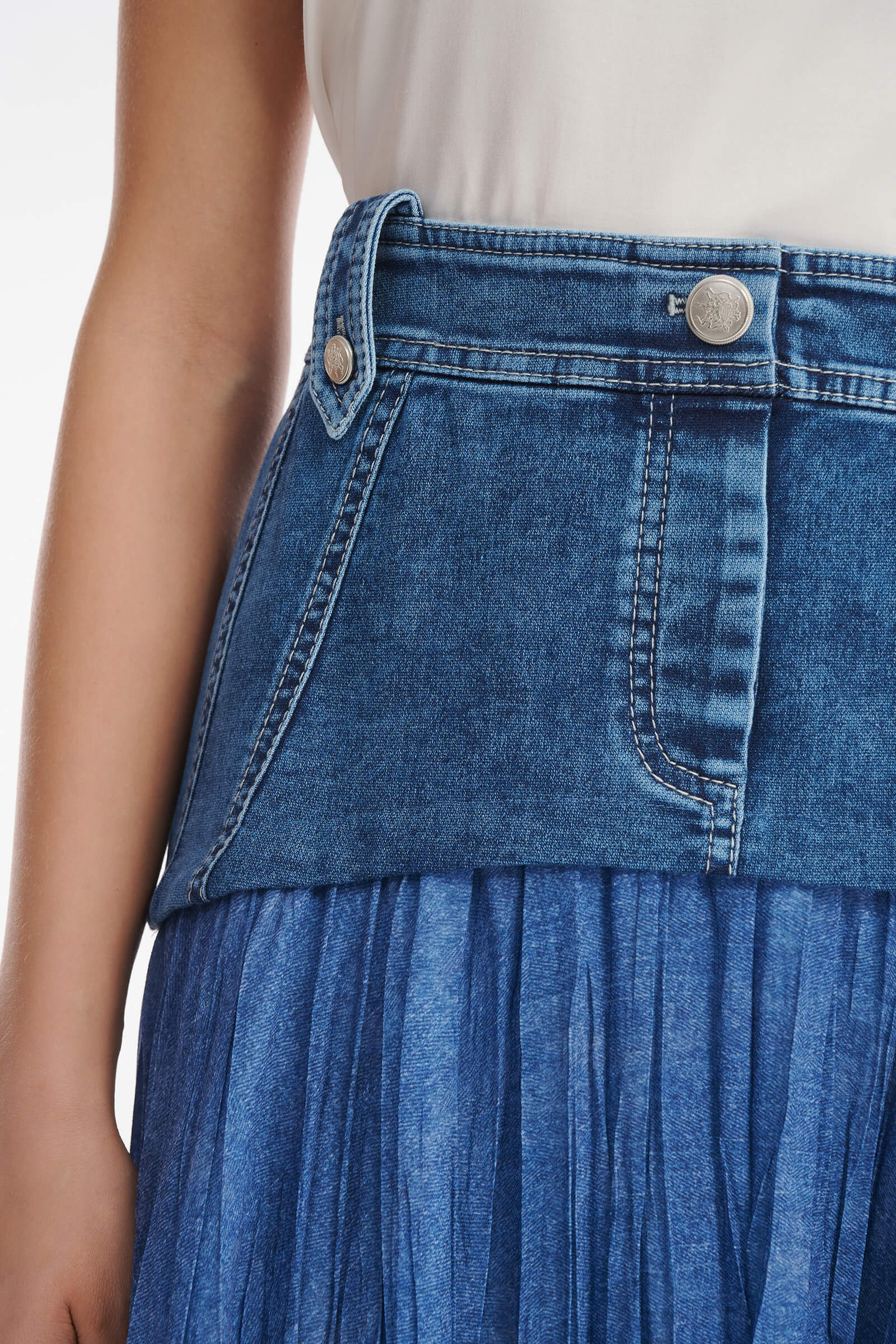 Юбка плиссе с кокеткой из денима Бренд Caterina Leman