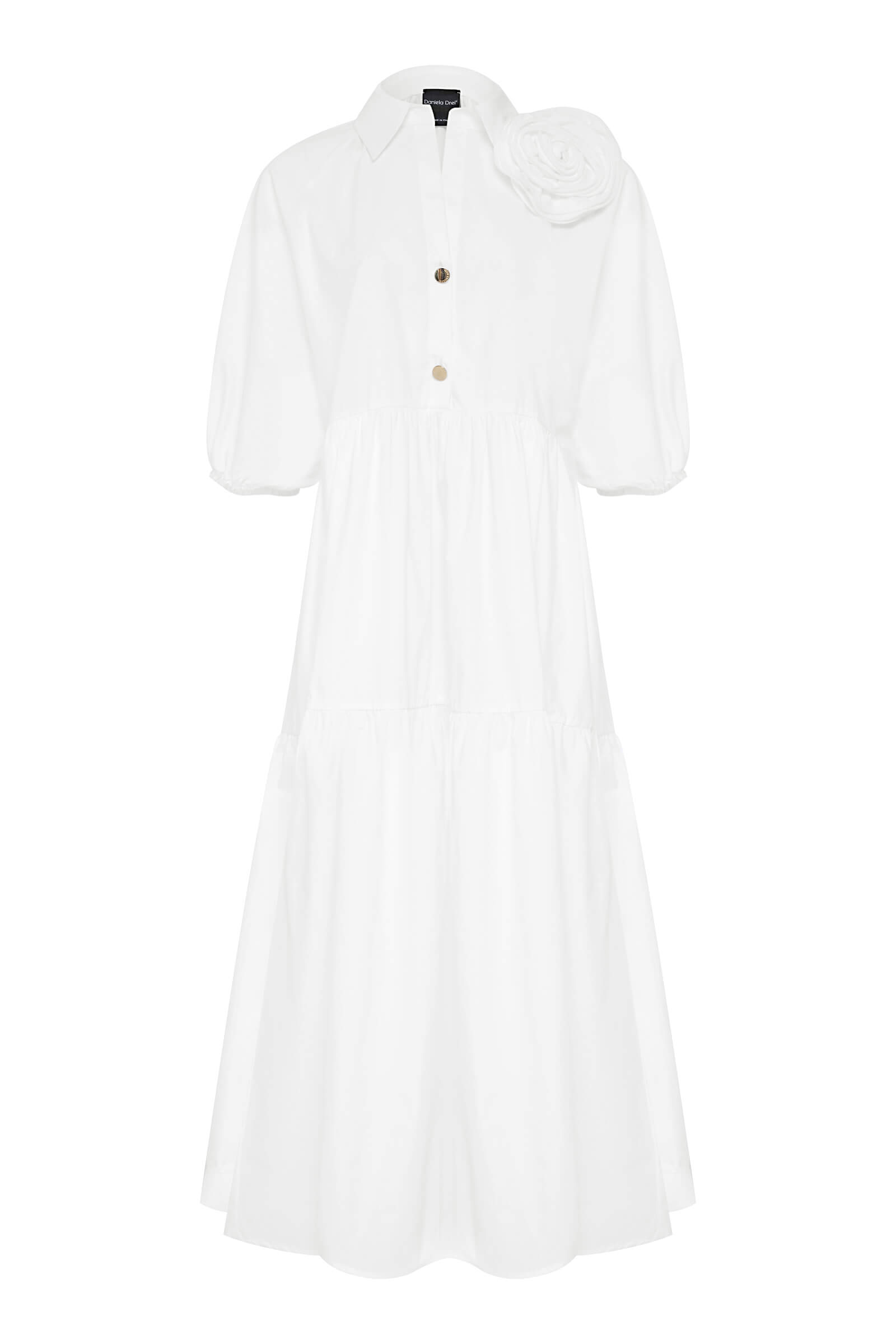 Хлопковое платье-рубашка с объемными рукавами Бренд Daniela Drei