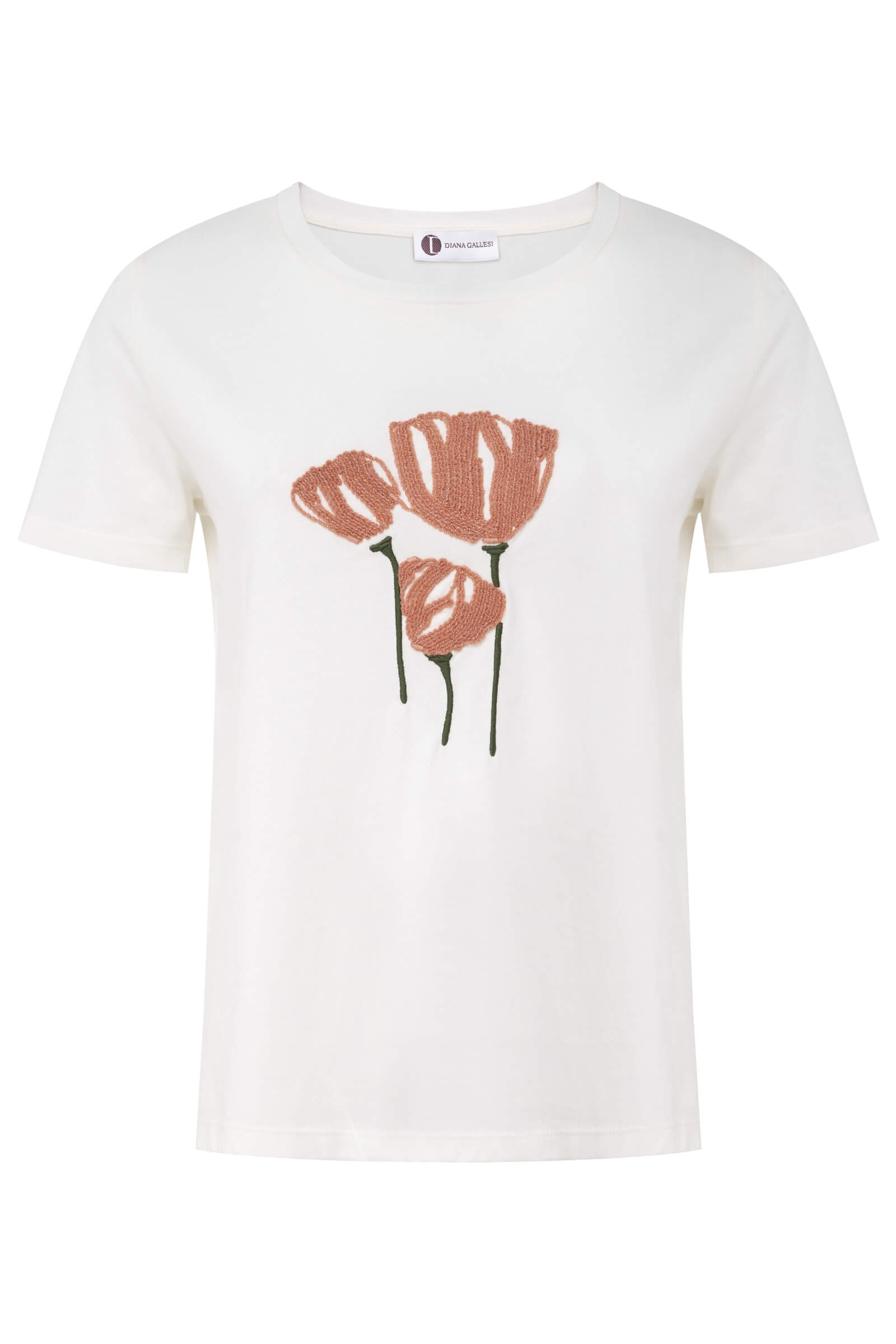 Хлопковая футболка с цветочной вышивкой Бренд Diana Gallesi