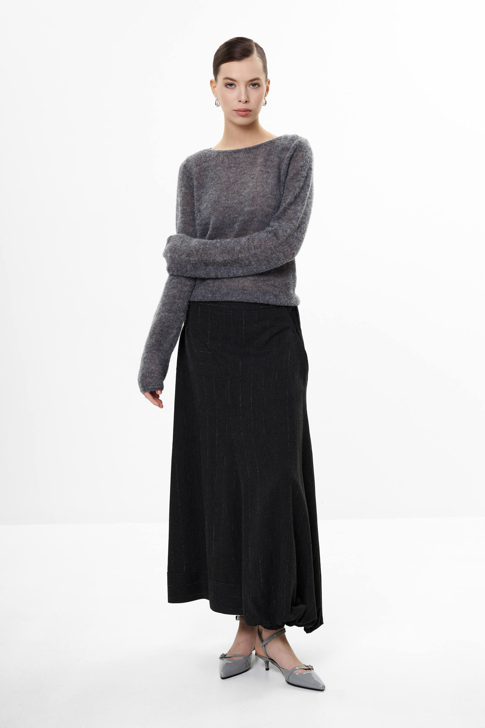 Расклешенная юбка в полоску Бренд Sarah Pacini