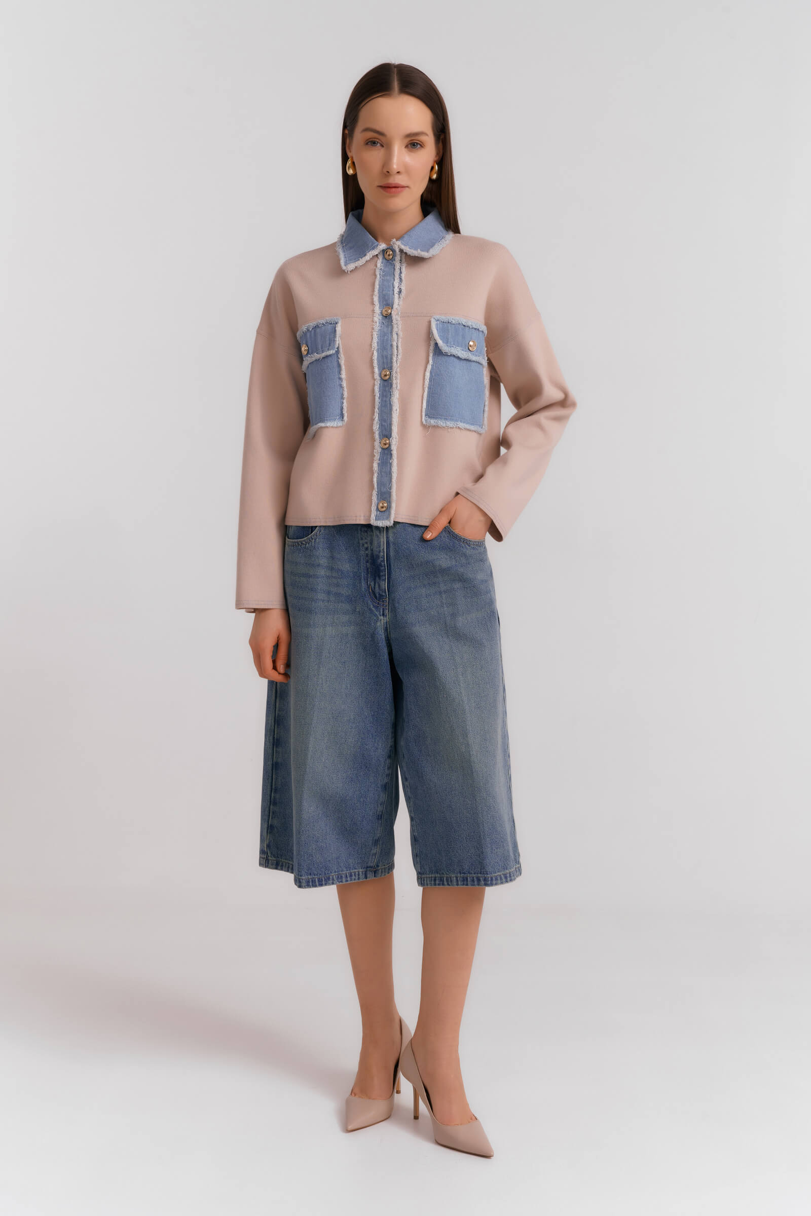 Кардиган из комбинированных материалов Бренд Diana Gallesi