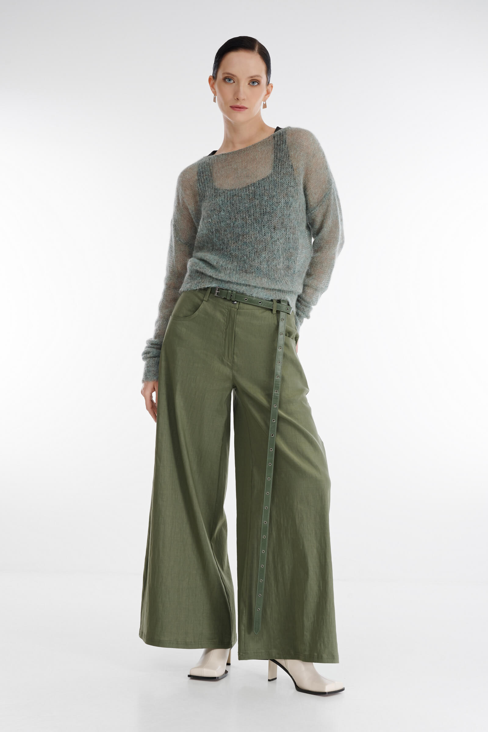 Кожаный ремень с люверсами Бренд Sarah Pacini