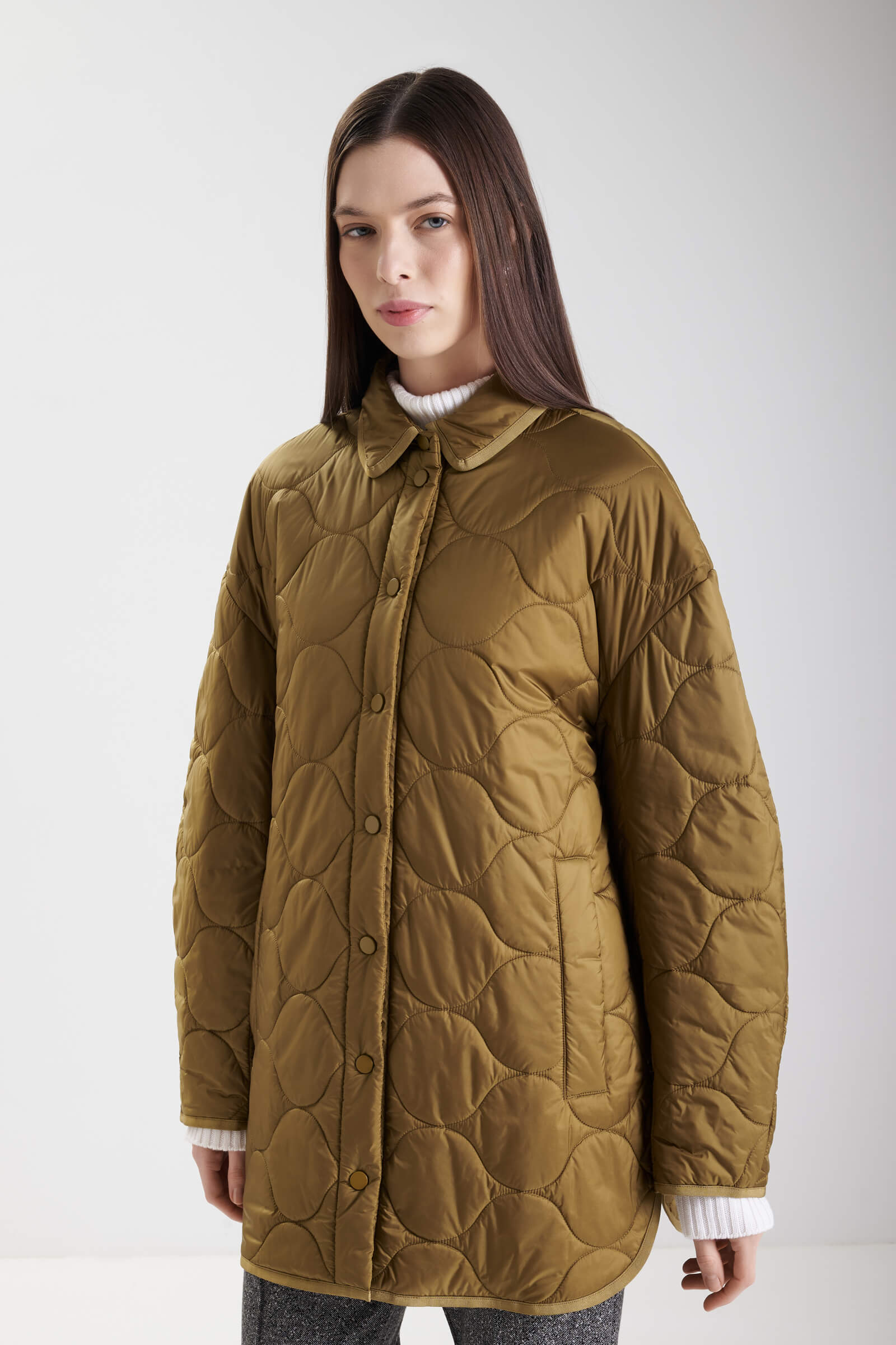 Стеганая куртка с отложным воротником Бренд MM