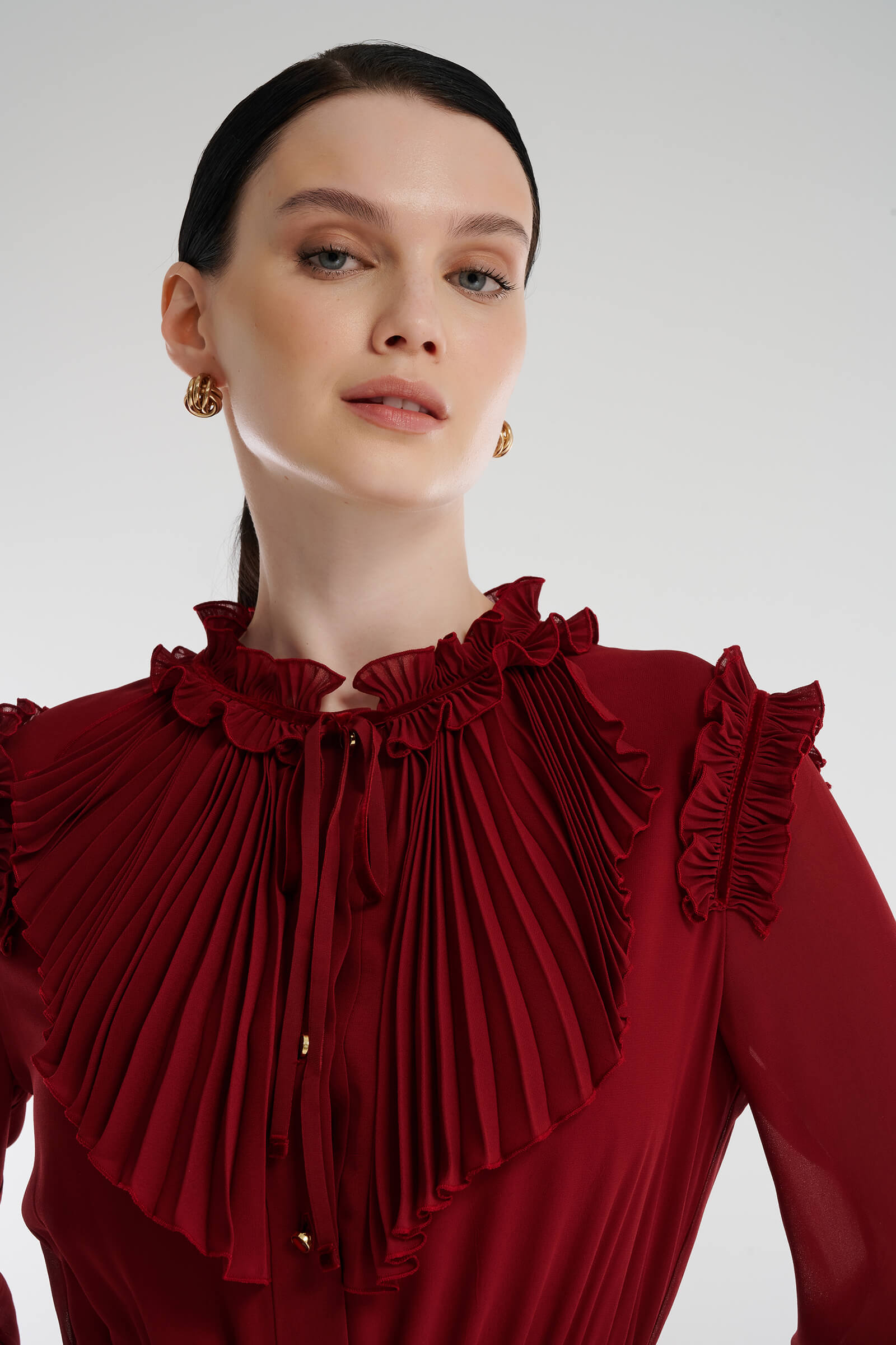 Платье-рубашка с плиссированным жабо Бренд Caterina Leman