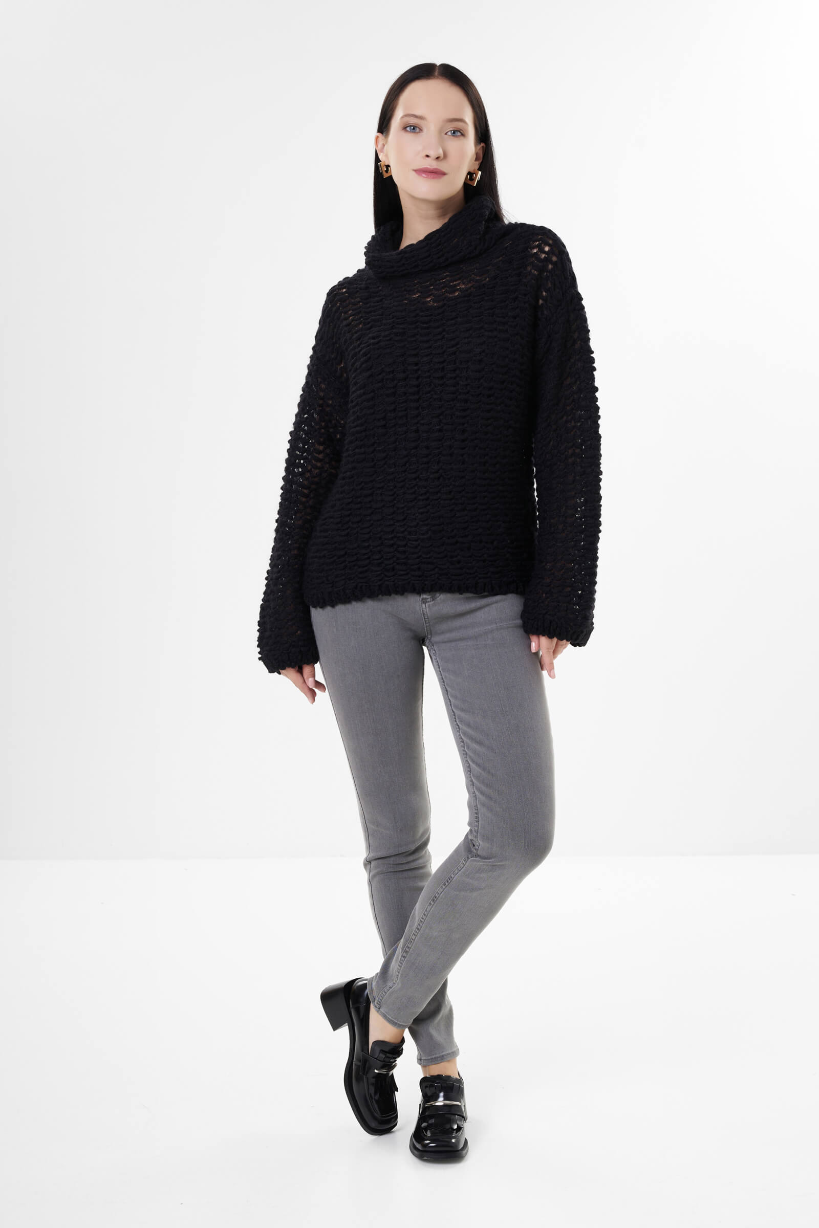 Фактурный свитер из шерсти и мохера Бренд Sarah Pacini