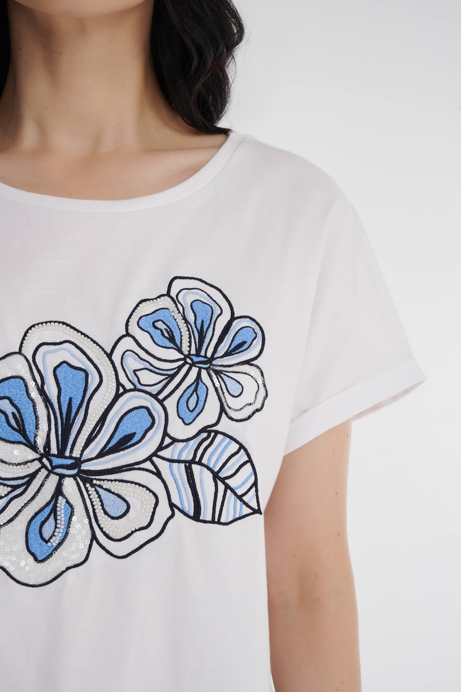 Хлопковая футболка с принтом Бренд Diana Gallesi