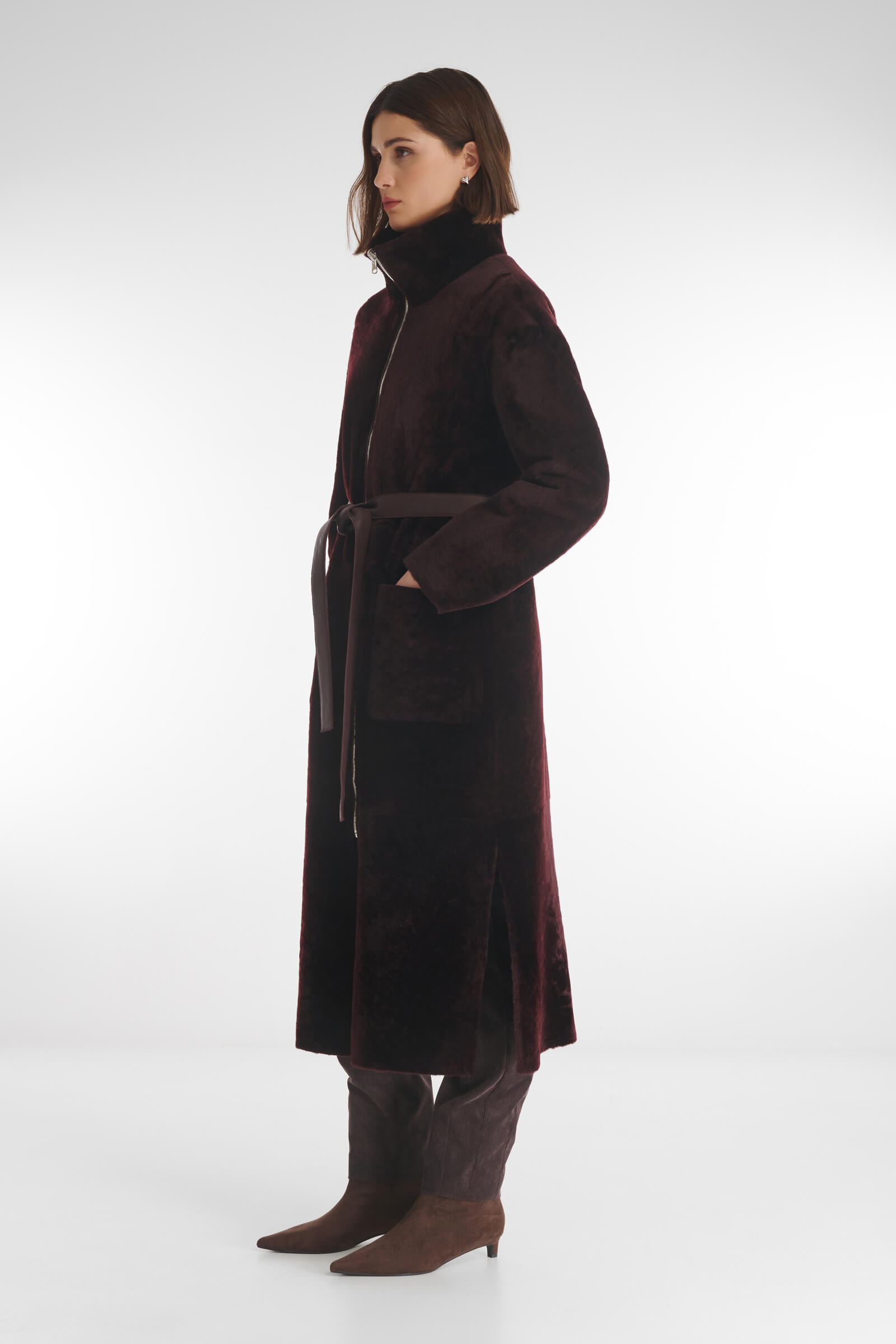 Двусторонняя дубленка с воротником-воронкой Бренд Caterina Leman