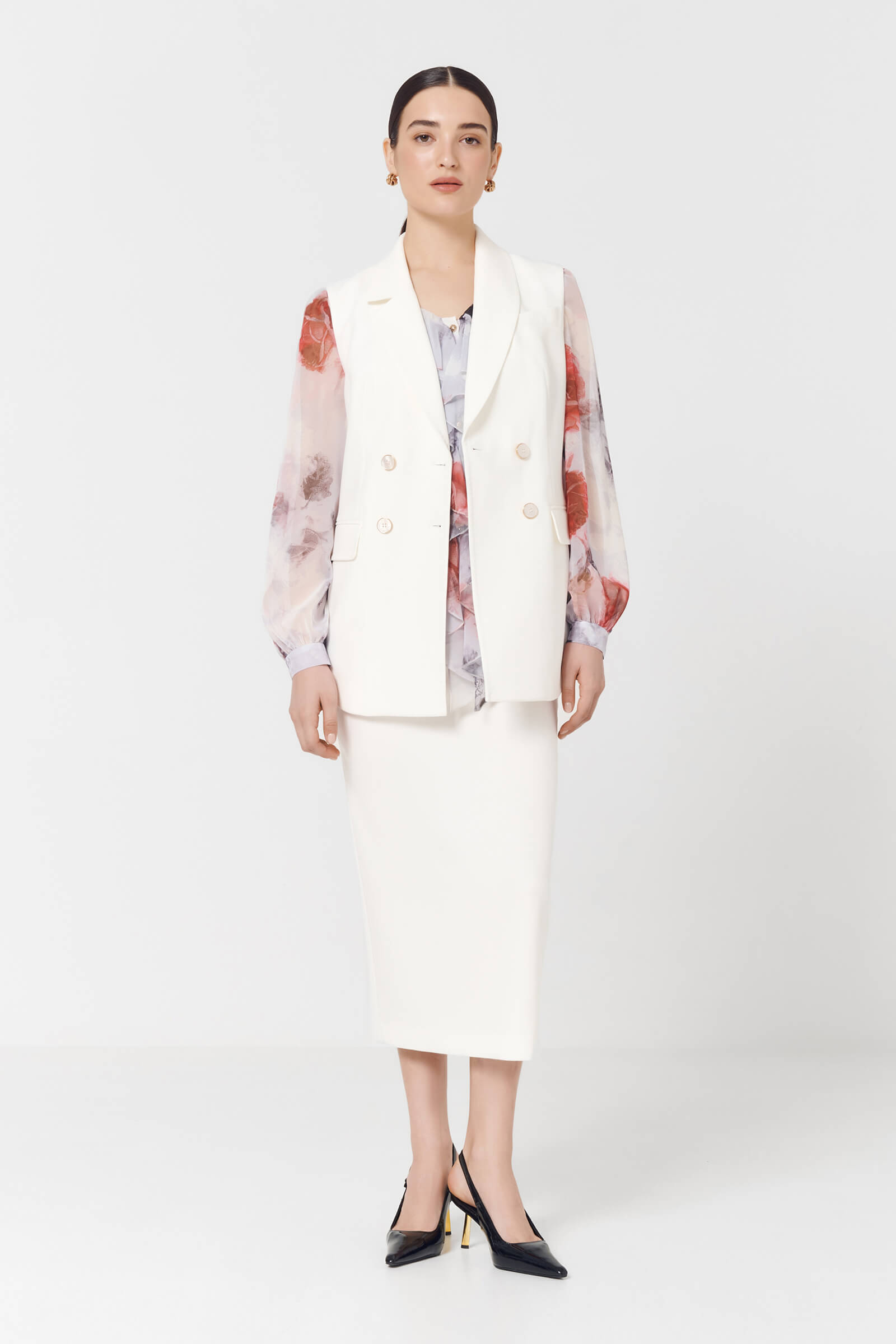 Блузка с воланами и цветочным принтом Бренд Caterina Leman