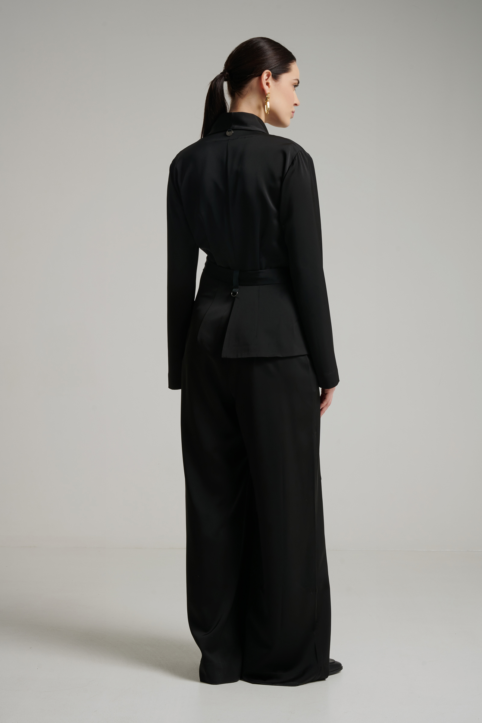 Комбинезон из атласа с драпировкой Бренд High