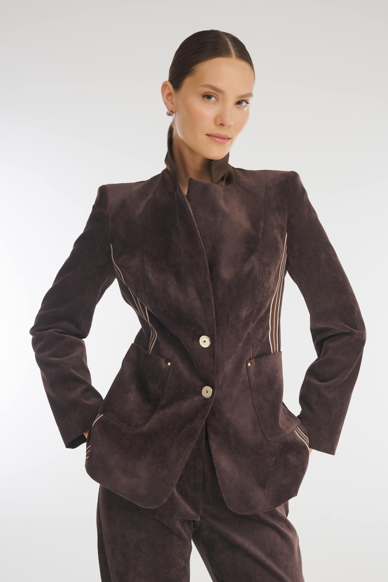 Однобортный пиджак из вельвета Бренд Caterina Leman