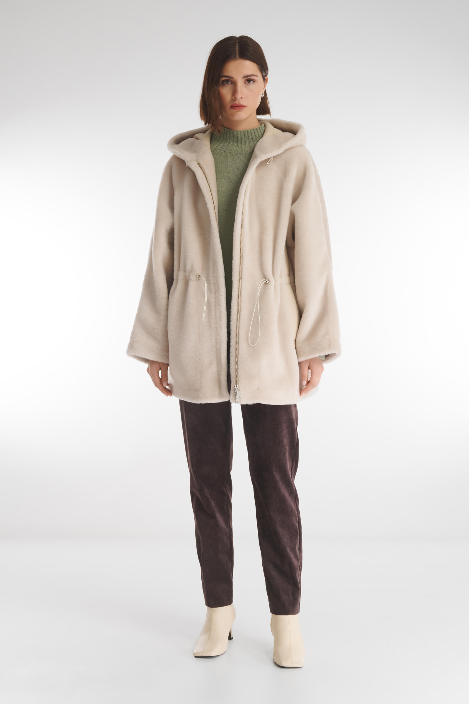 Удлиненная дубленка из натурального меха Бренд Caterina Leman