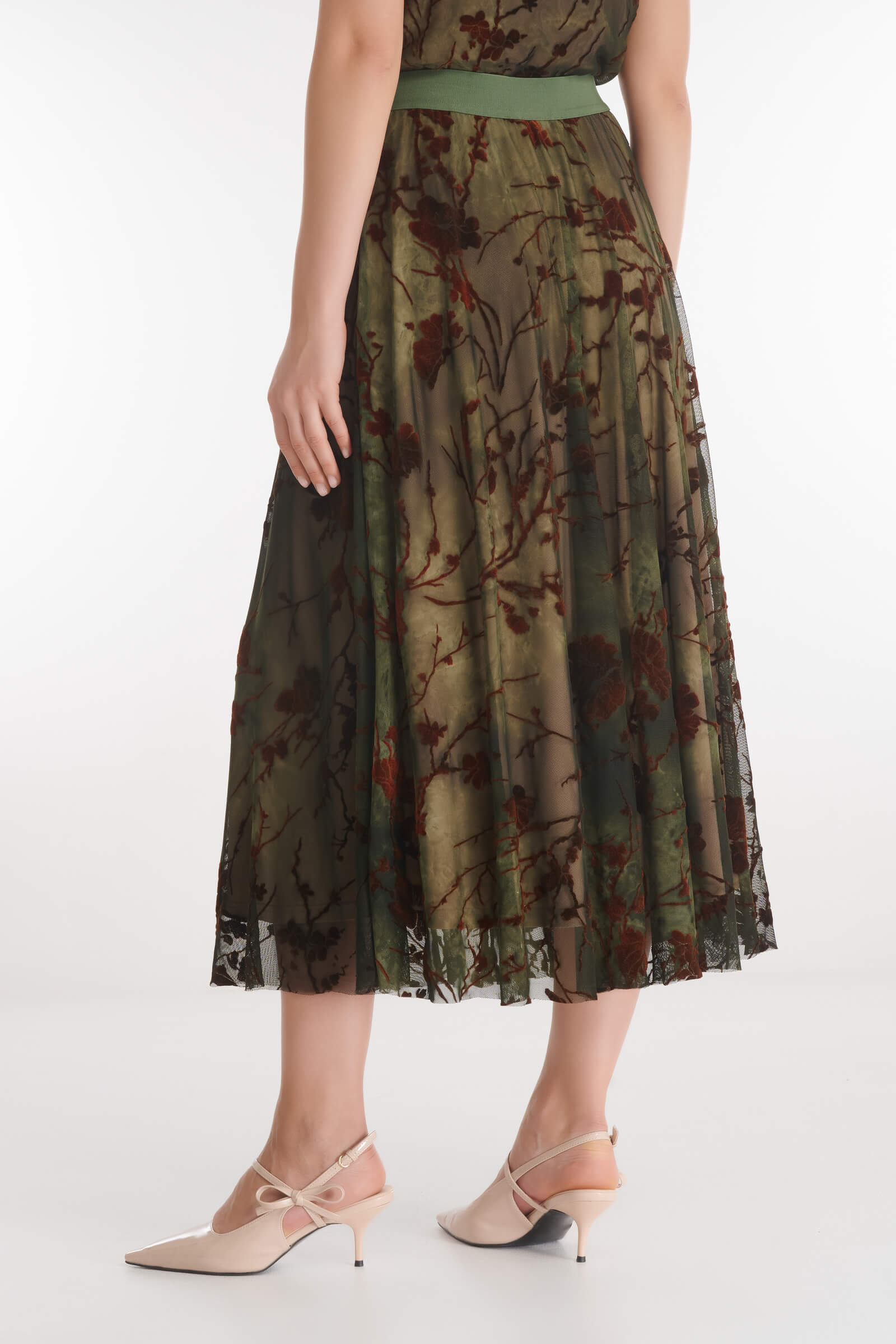 Расклешенная юбка с бархатным цветочным узором Бренд Caterina Leman