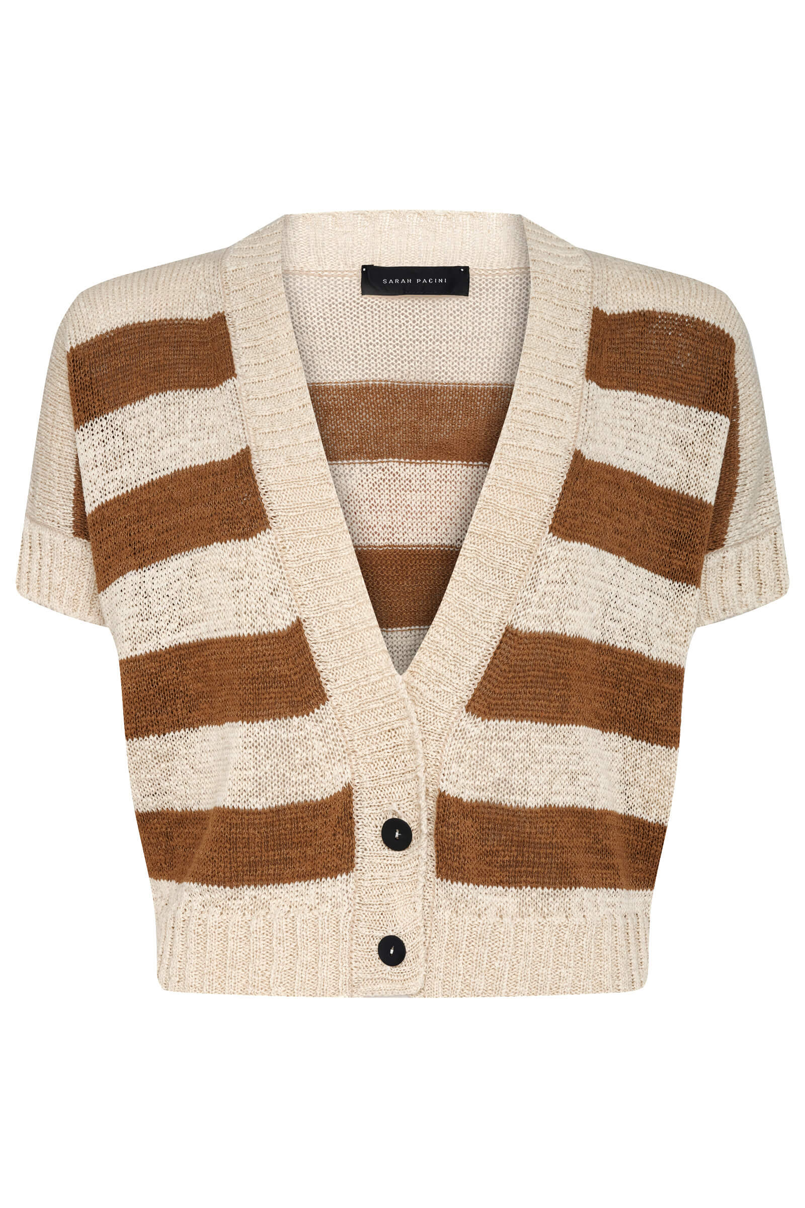 Кардиган с коротким рукавом из льна Бренд Sarah Pacini