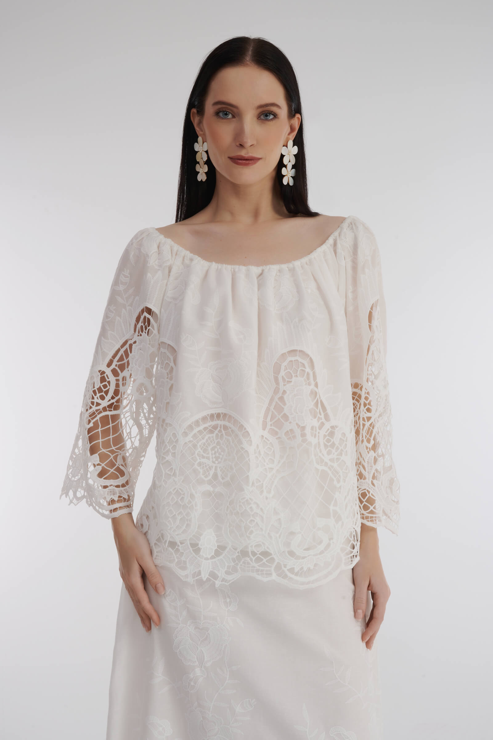 Блузка из хлопкового кружева Бренд Milva Mi