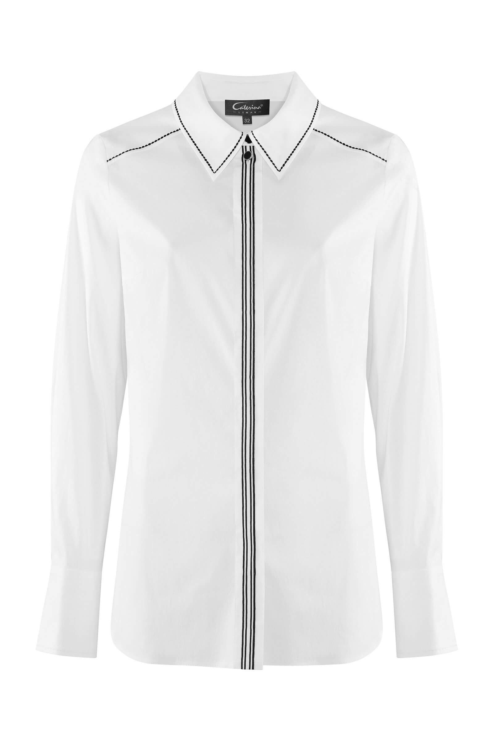 Хлопковая рубашка с контрастной строчкой Бренд Caterina Leman
