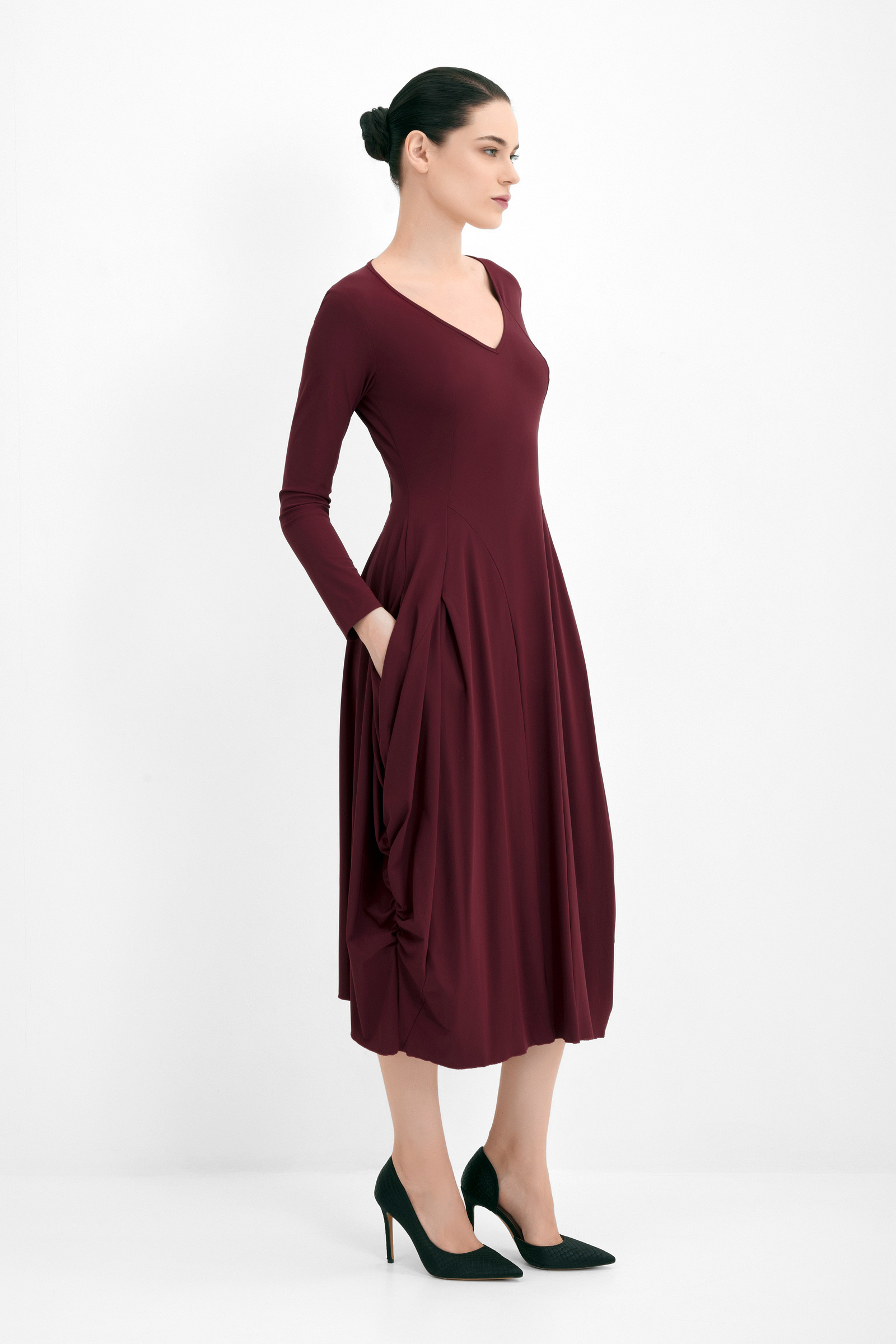 Платье миди с драпировкой Бренд High